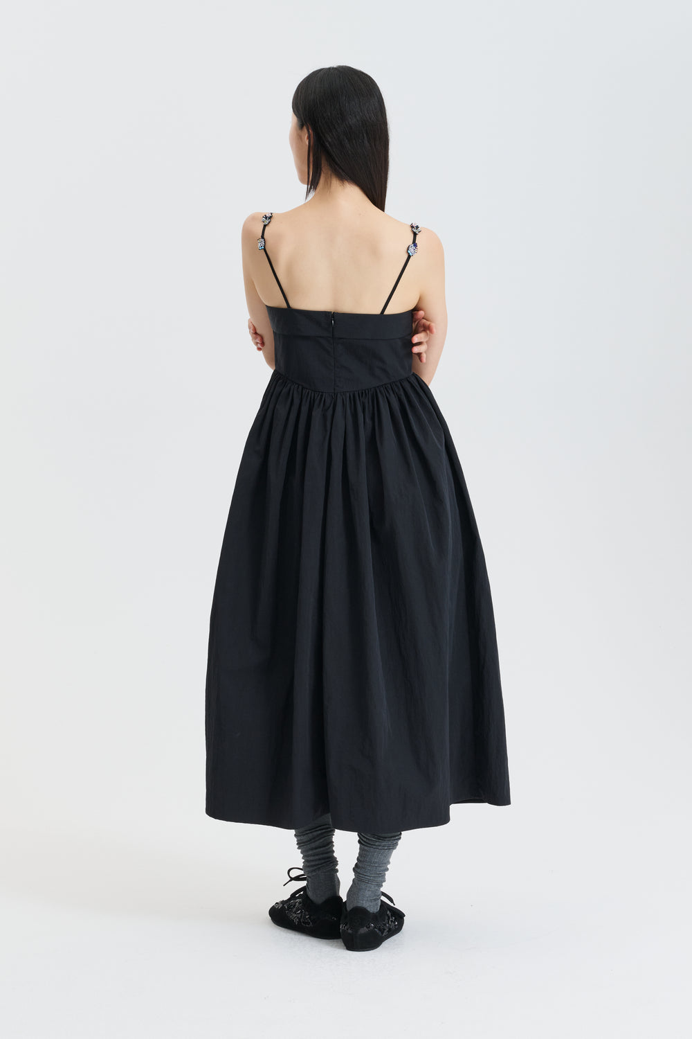 CBGARDENIA | DRESS RECYCLED TAFFETA BLACK