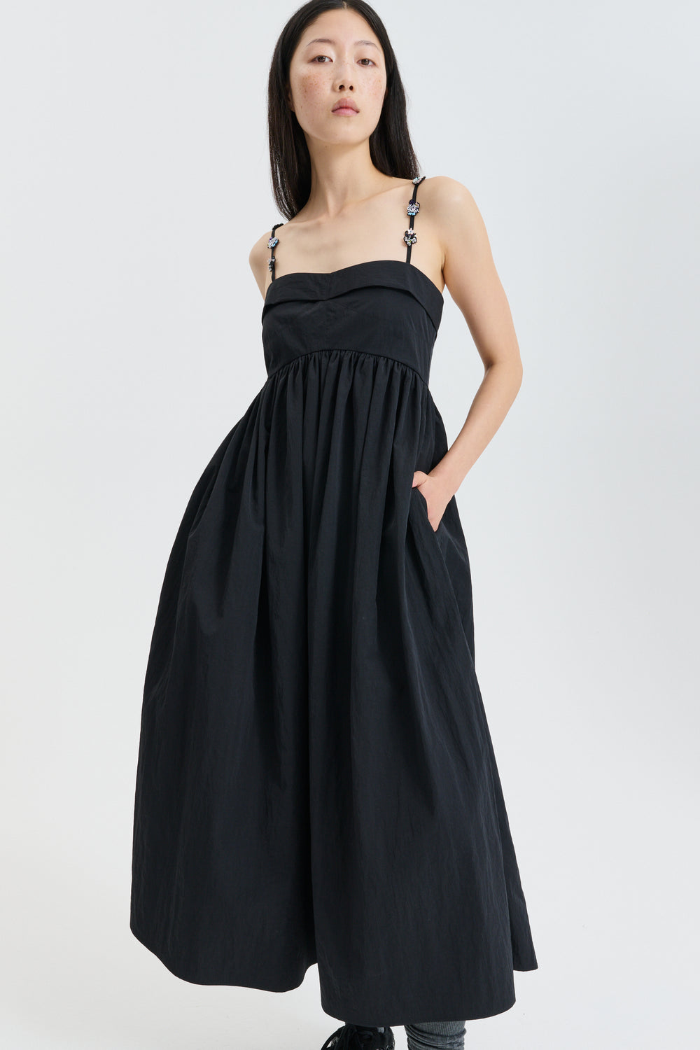 CBGARDENIA | DRESS RECYCLED TAFFETA BLACK