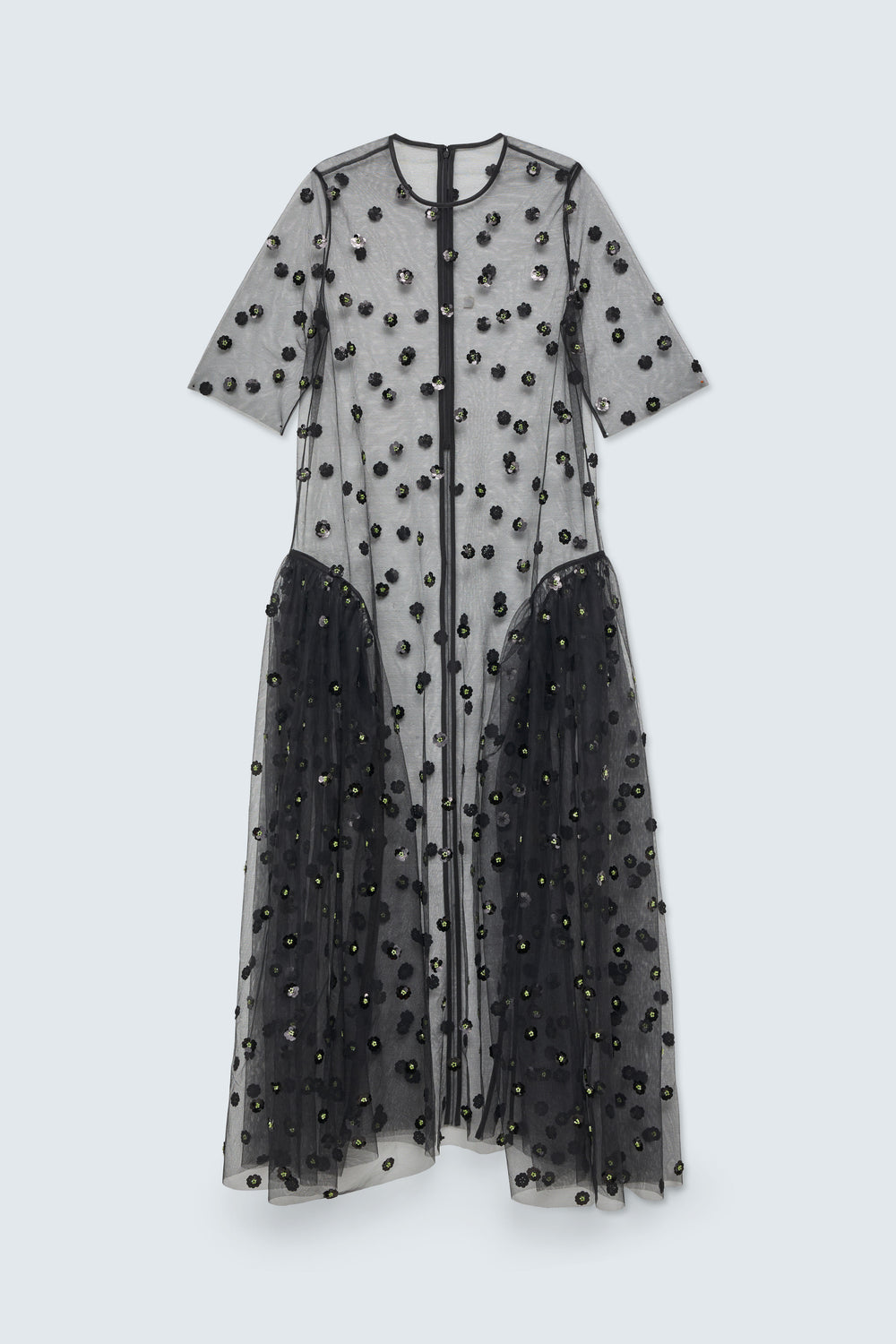 CBGENUIN | GOWN SEQUIN BLOSSOM TULLE BLACK