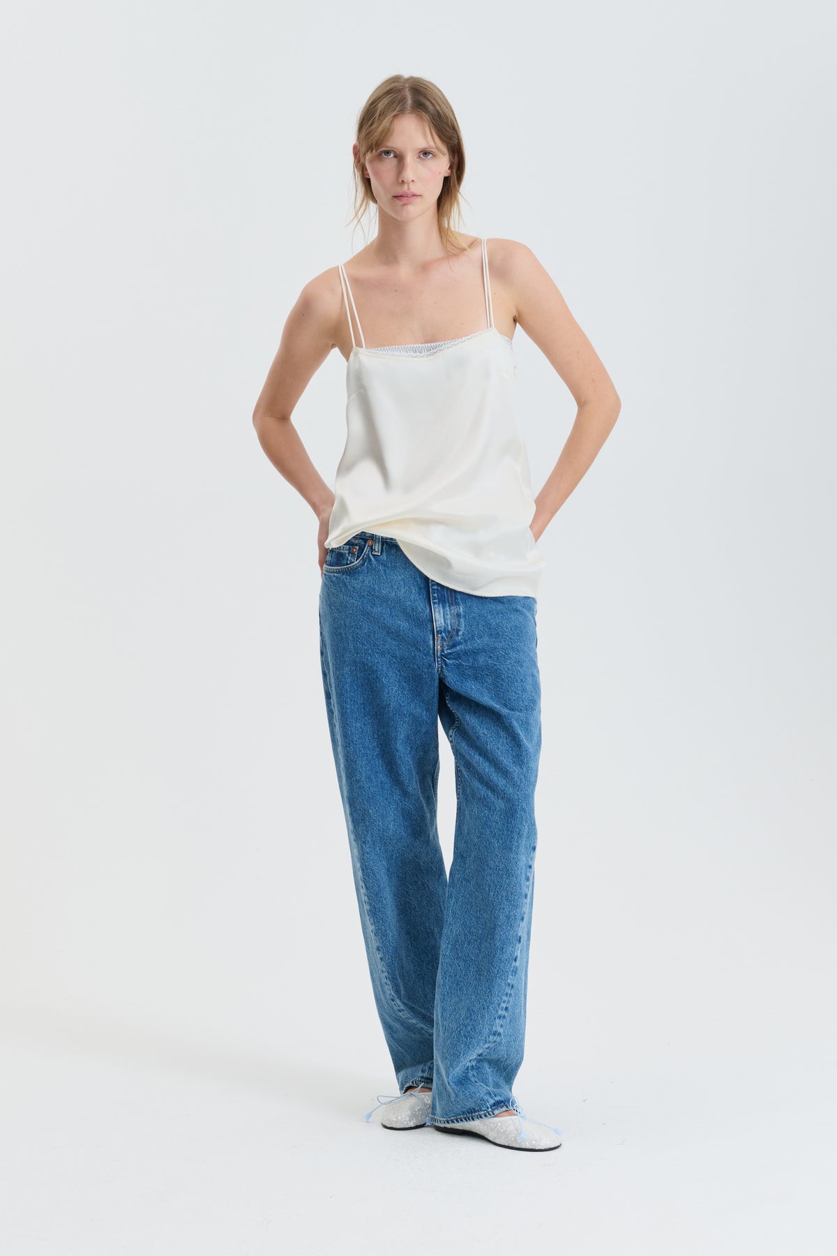 CBGAZANIA | TOP DOUBLE FACE SILK ECRU
