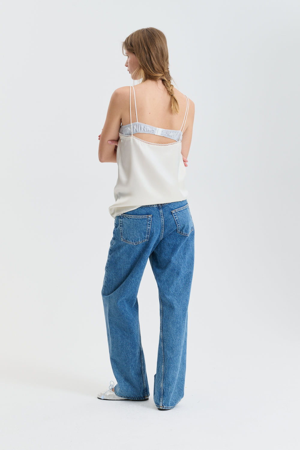 CBGAZANIA | TOP DOUBLE FACE SILK ECRU