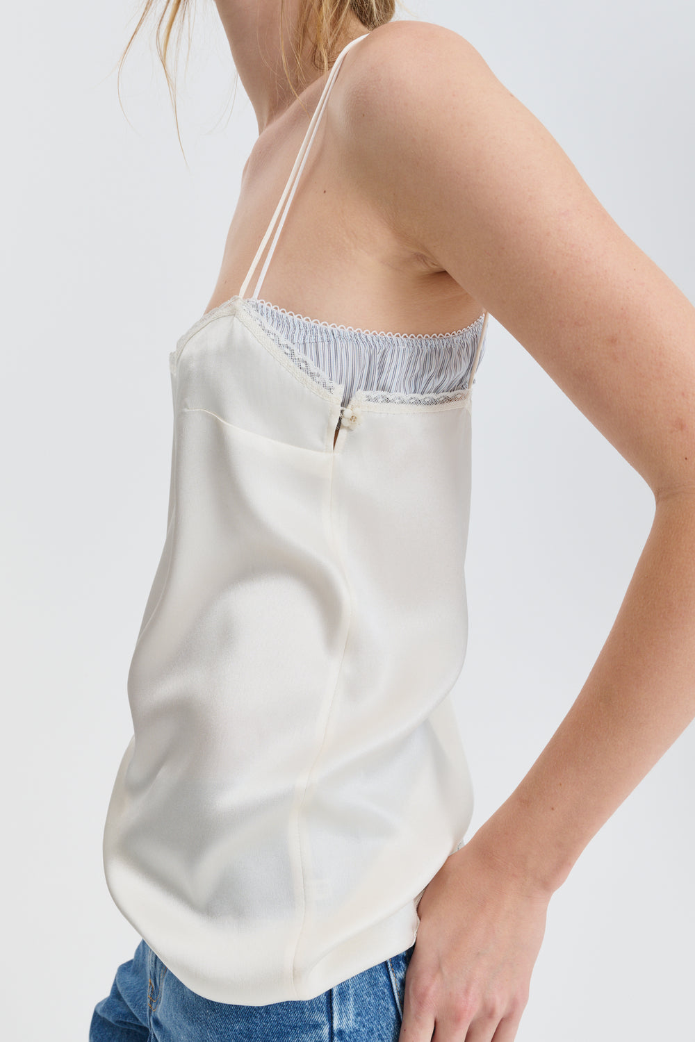 CBGAZANIA | TOP DOUBLE FACE SILK ECRU