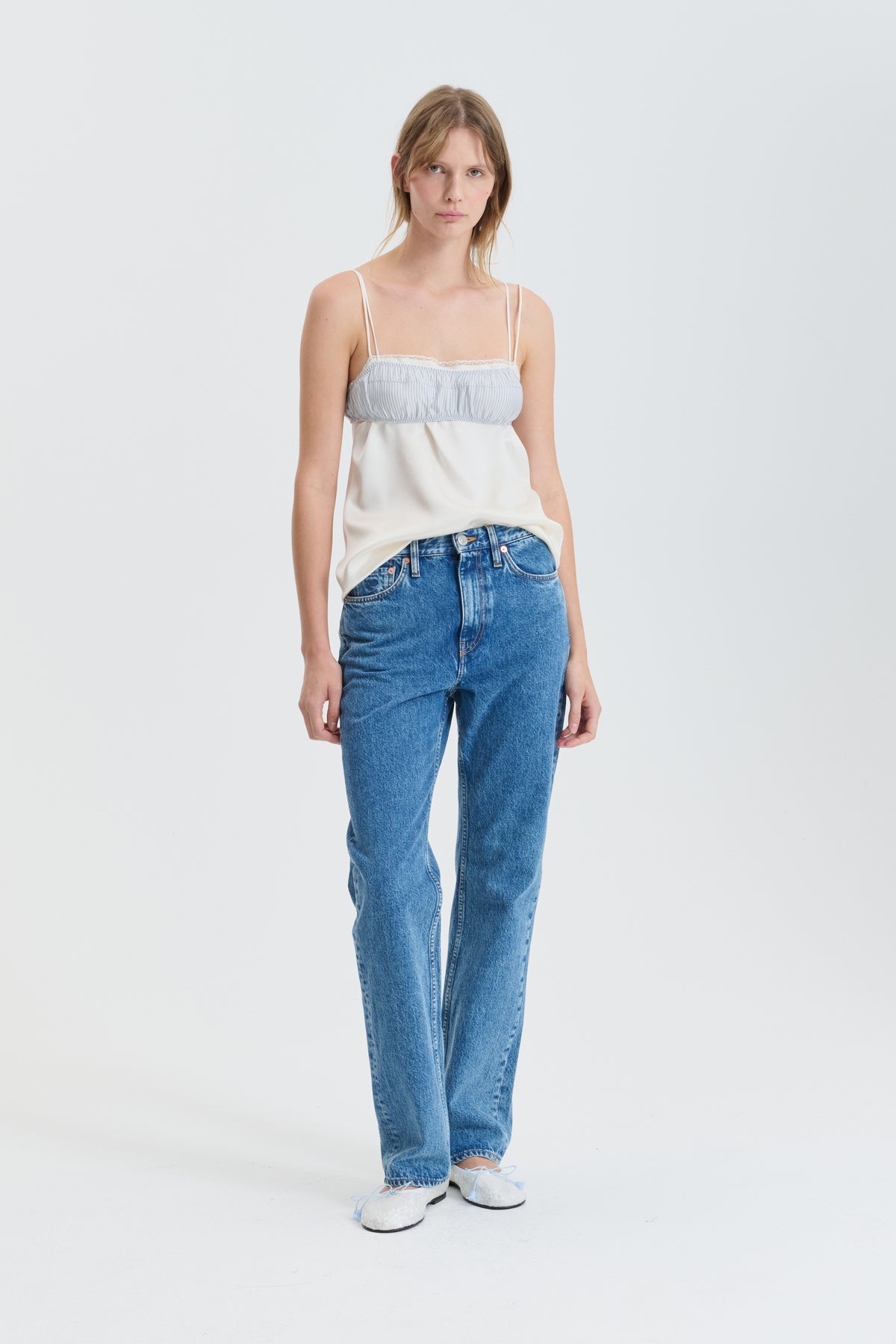 CBGEUM | BRALETTE STRIPED SILK TWILL LIGHT BLUE