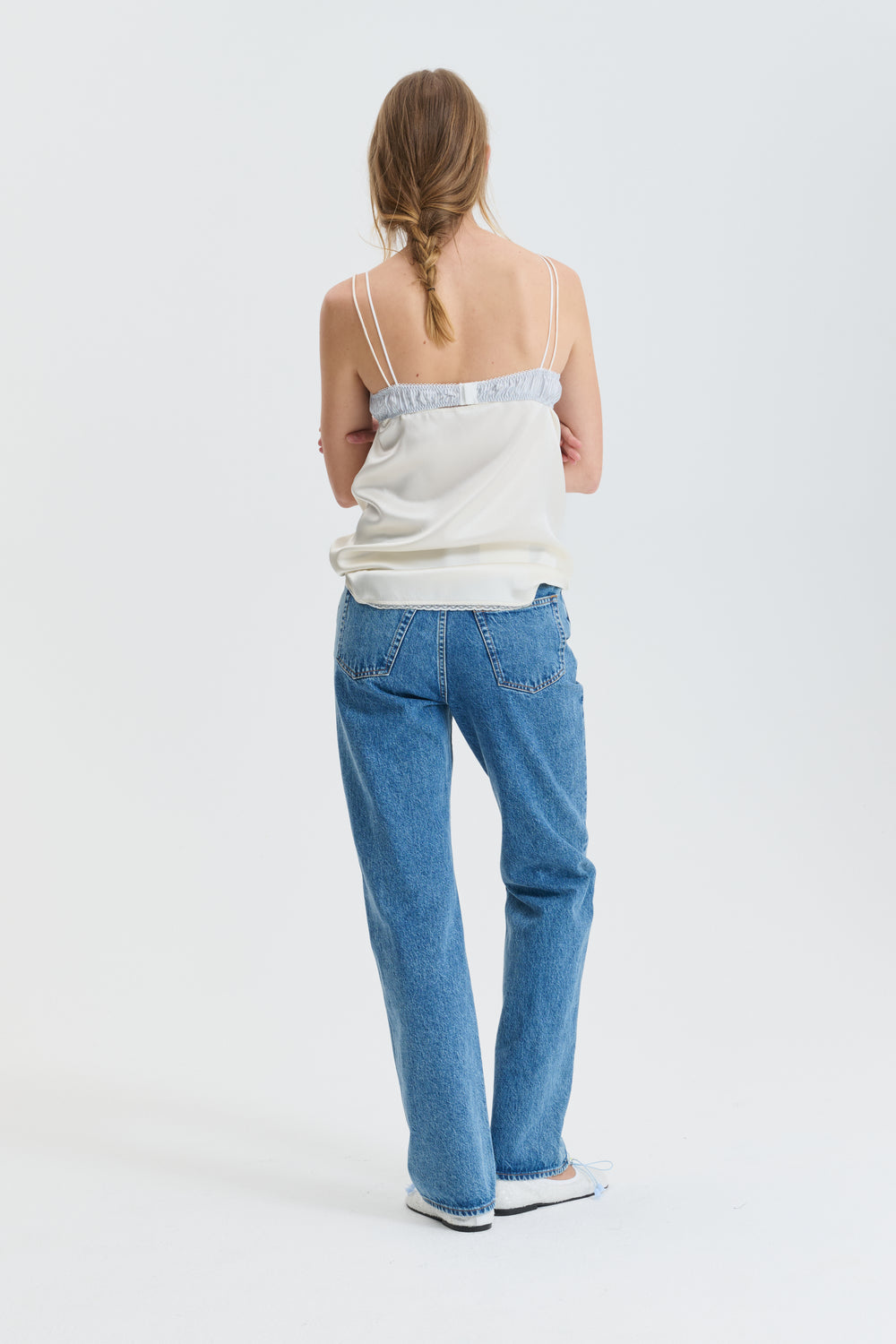 CBGEUM | BRALETTE STRIPED SILK TWILL LIGHT BLUE