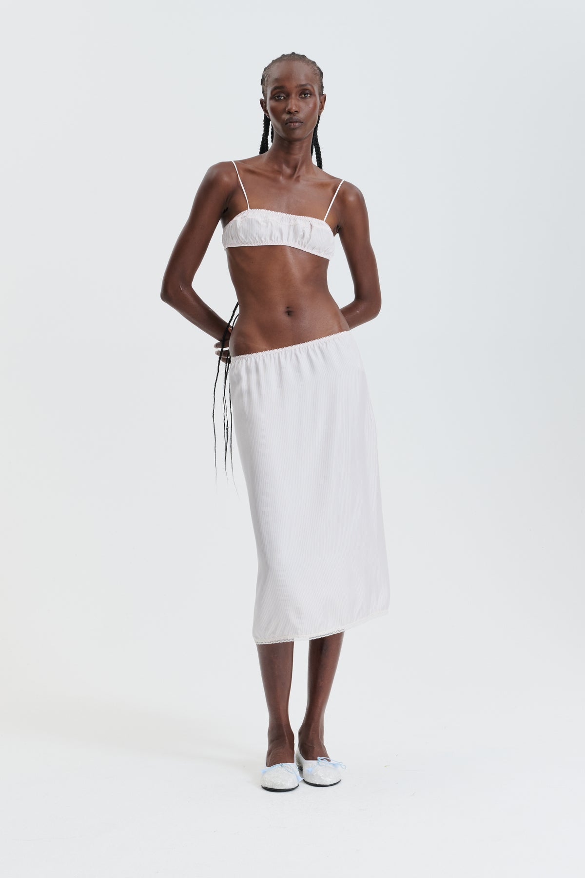 CBGEUM | BRALETTE STRIPED SILK TWILL LIGHT PINK