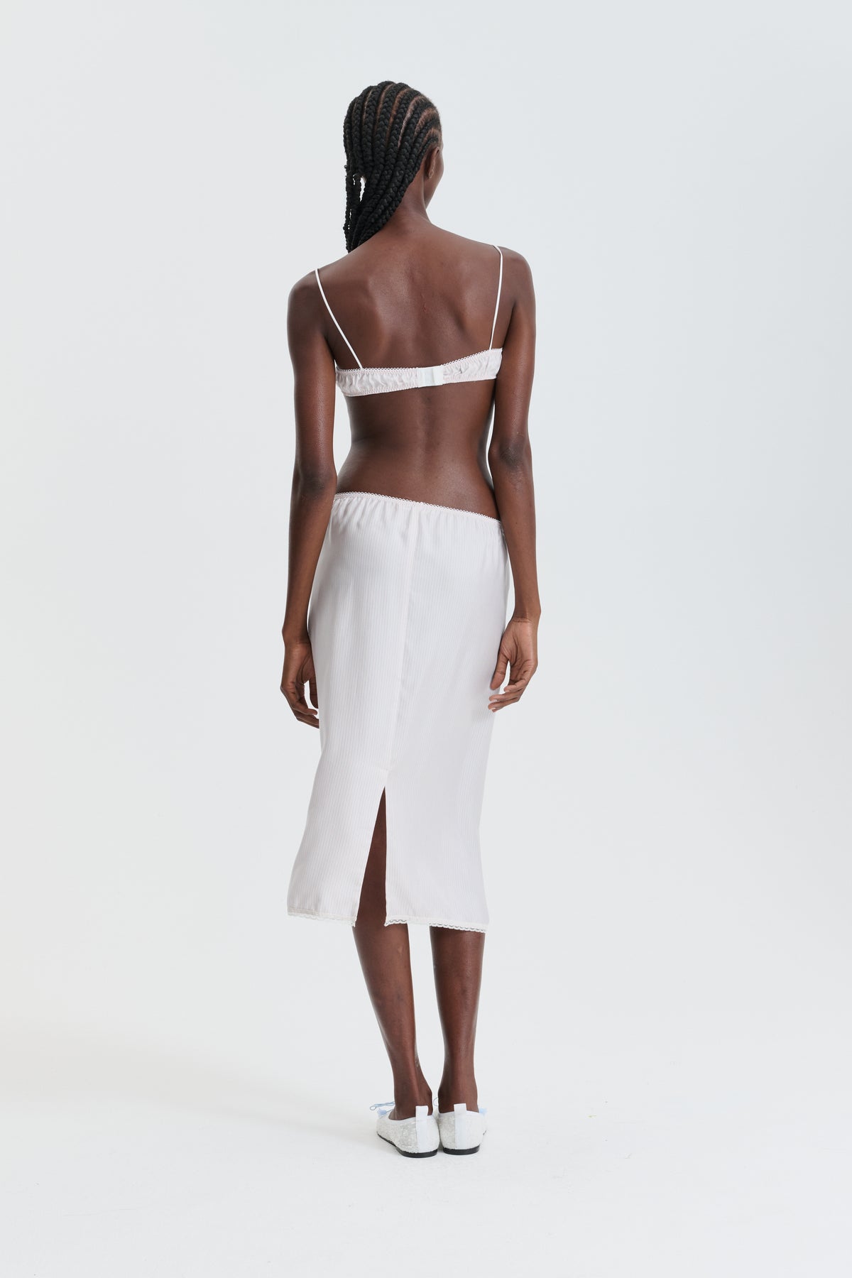 CBGEUM | BRALETTE STRIPED SILK TWILL LIGHT PINK