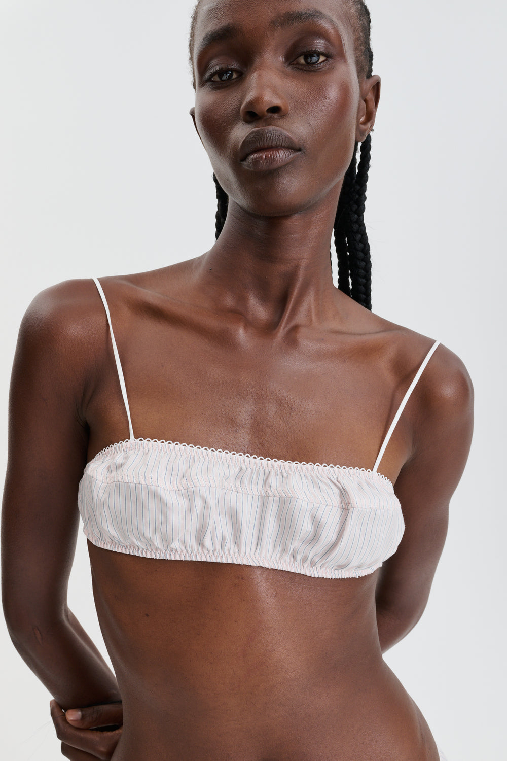 CBGEUM | BRALETTE STRIPED SILK TWILL LIGHT PINK