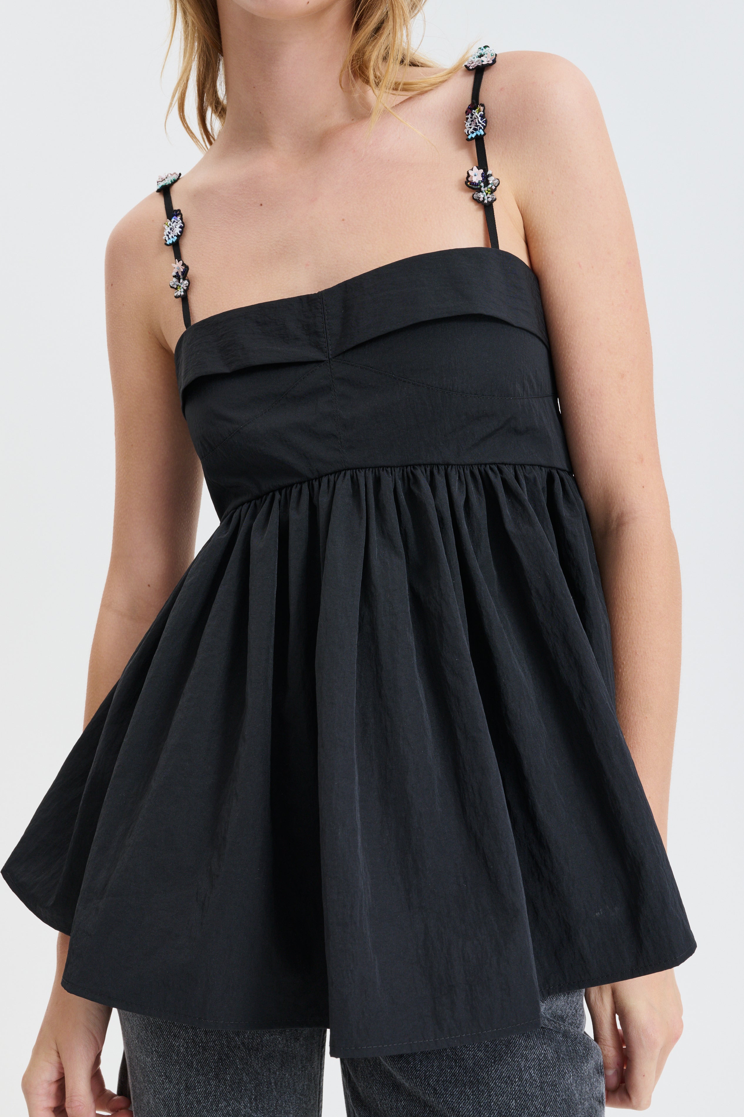 CBGERBERA | TOP RECYCLED TAFFETA BLACK