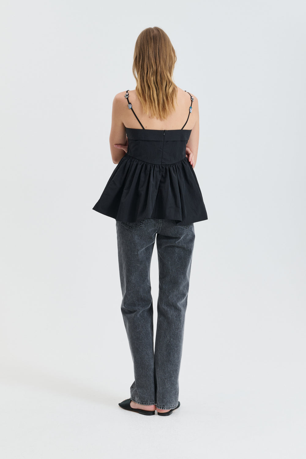 CBGERBERA | TOP RECYCLED TAFFETA BLACK