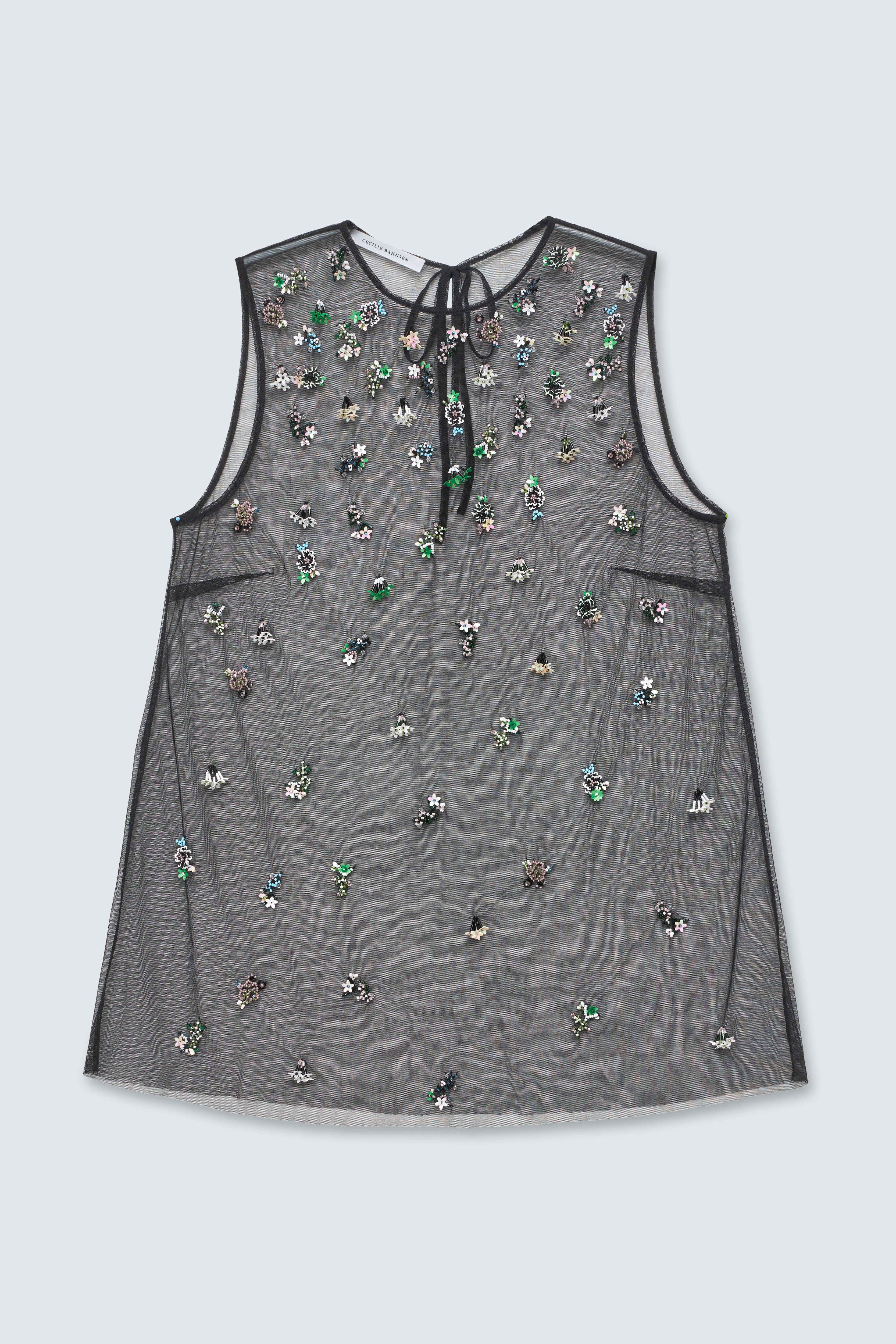 CBALBA | TOP WILDFLOWER APPLIQUÈ BLACK MULTI