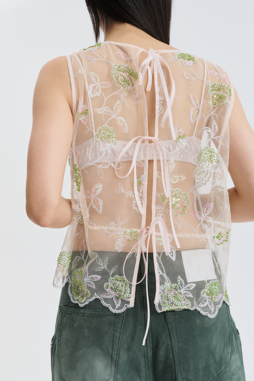 CBGLO | TOP JUDI SEQUIN EMB ECRU MULTI