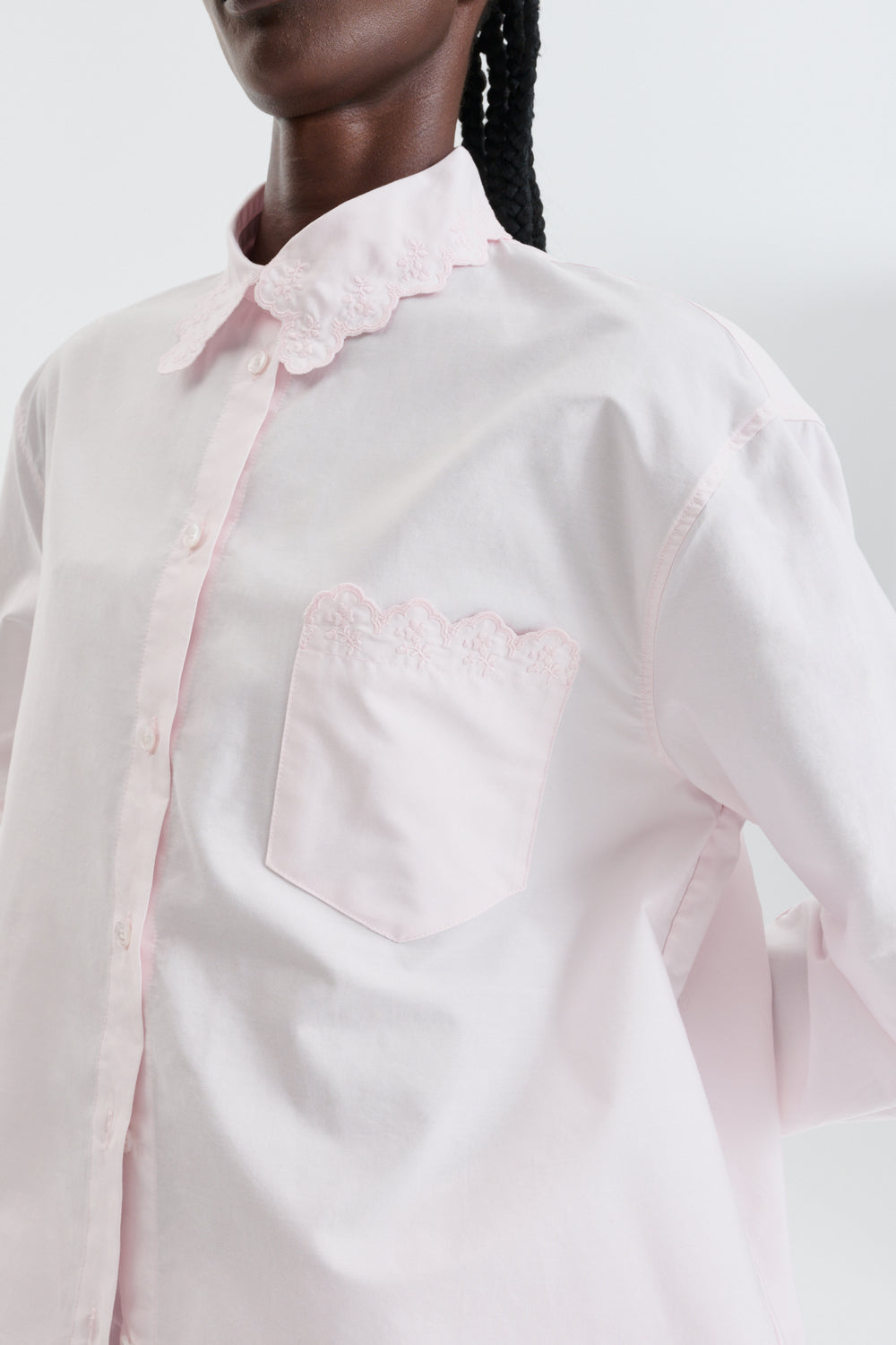 CBGEVIN | SHIRT EMBROIDERED COTTON LIGHT PINK