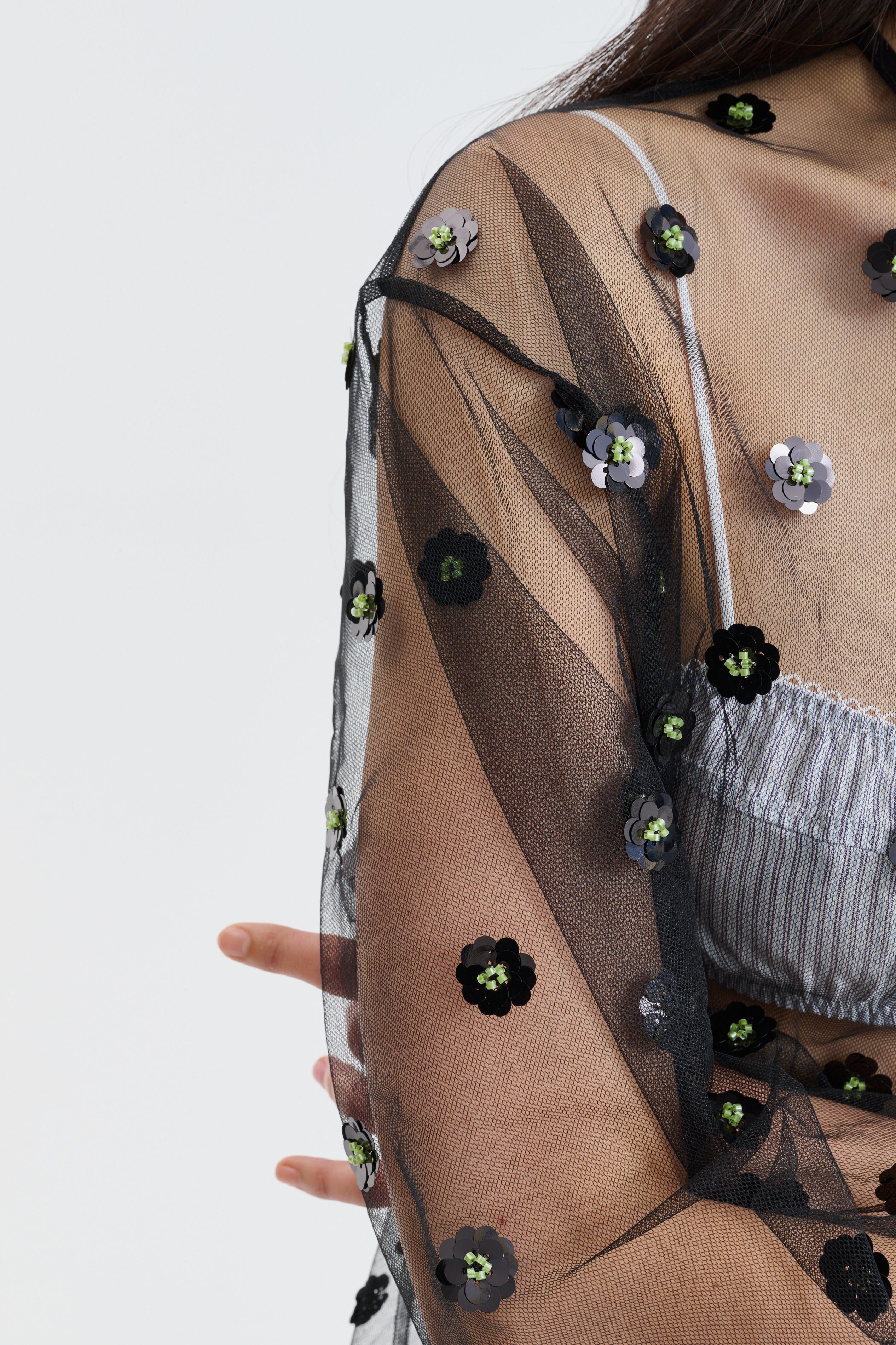 CBGROUPIE | BLOUSE SEQUIN BLOSSOM TULLE BLACK