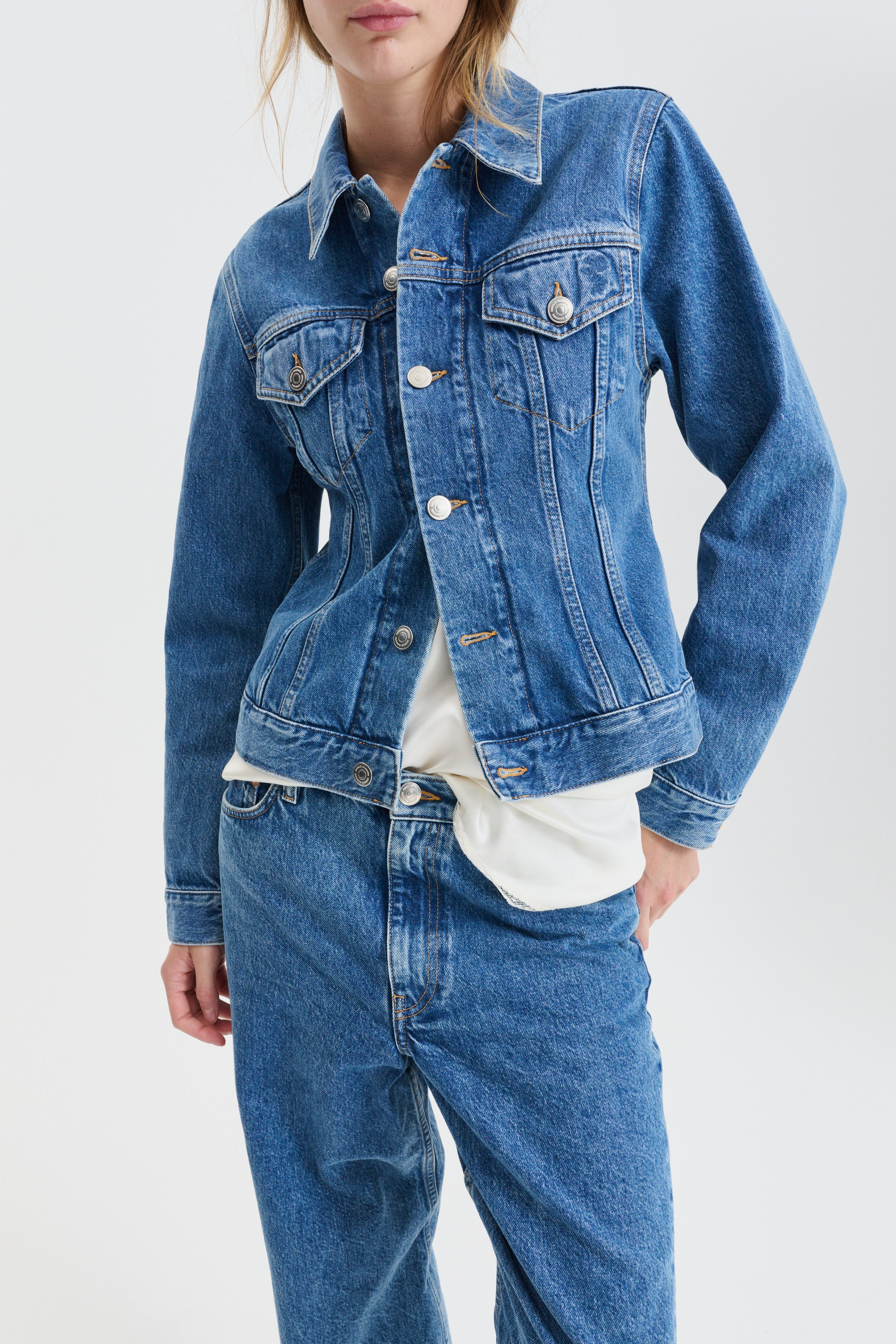CBGINNIE | JACKET DENIM WASHED BLUE