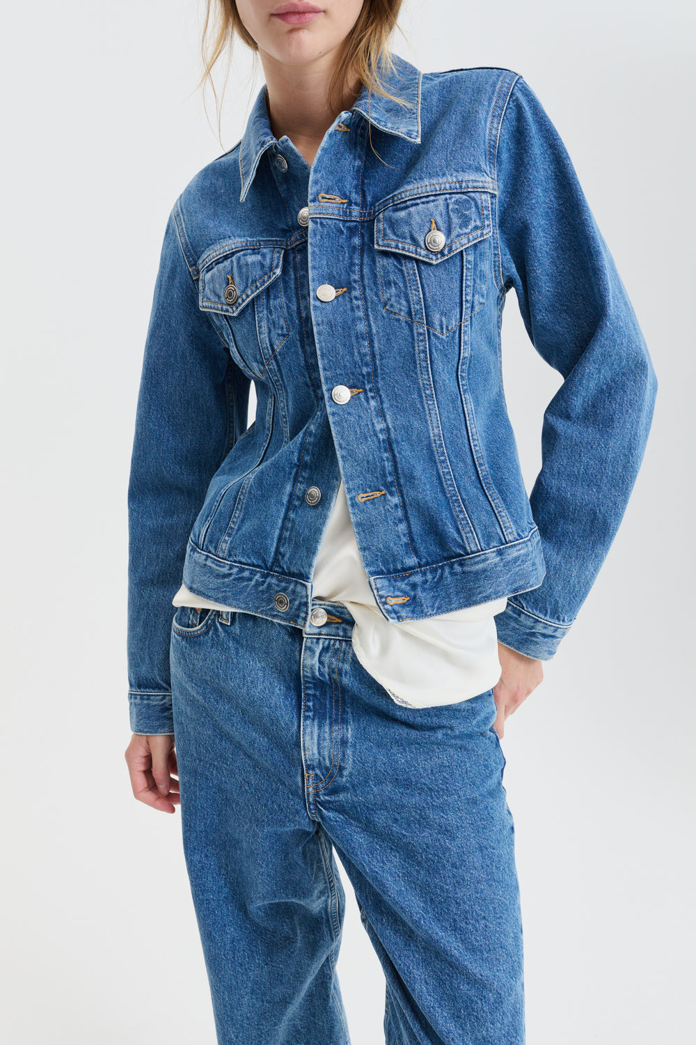 CBGINNIE | JACKET DENIM WASHED BLUE