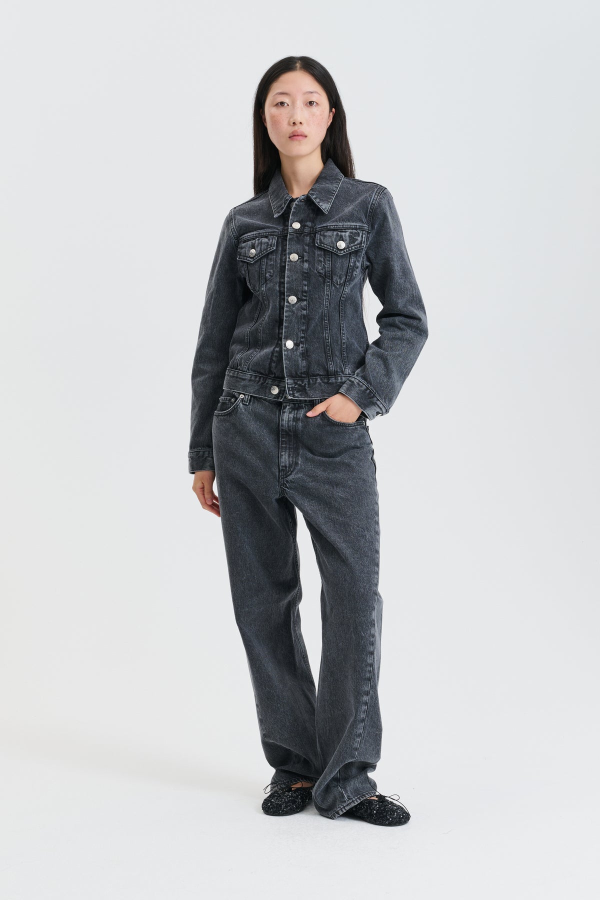 CBGINNIE | JACKET DENIM WASHED BLACK