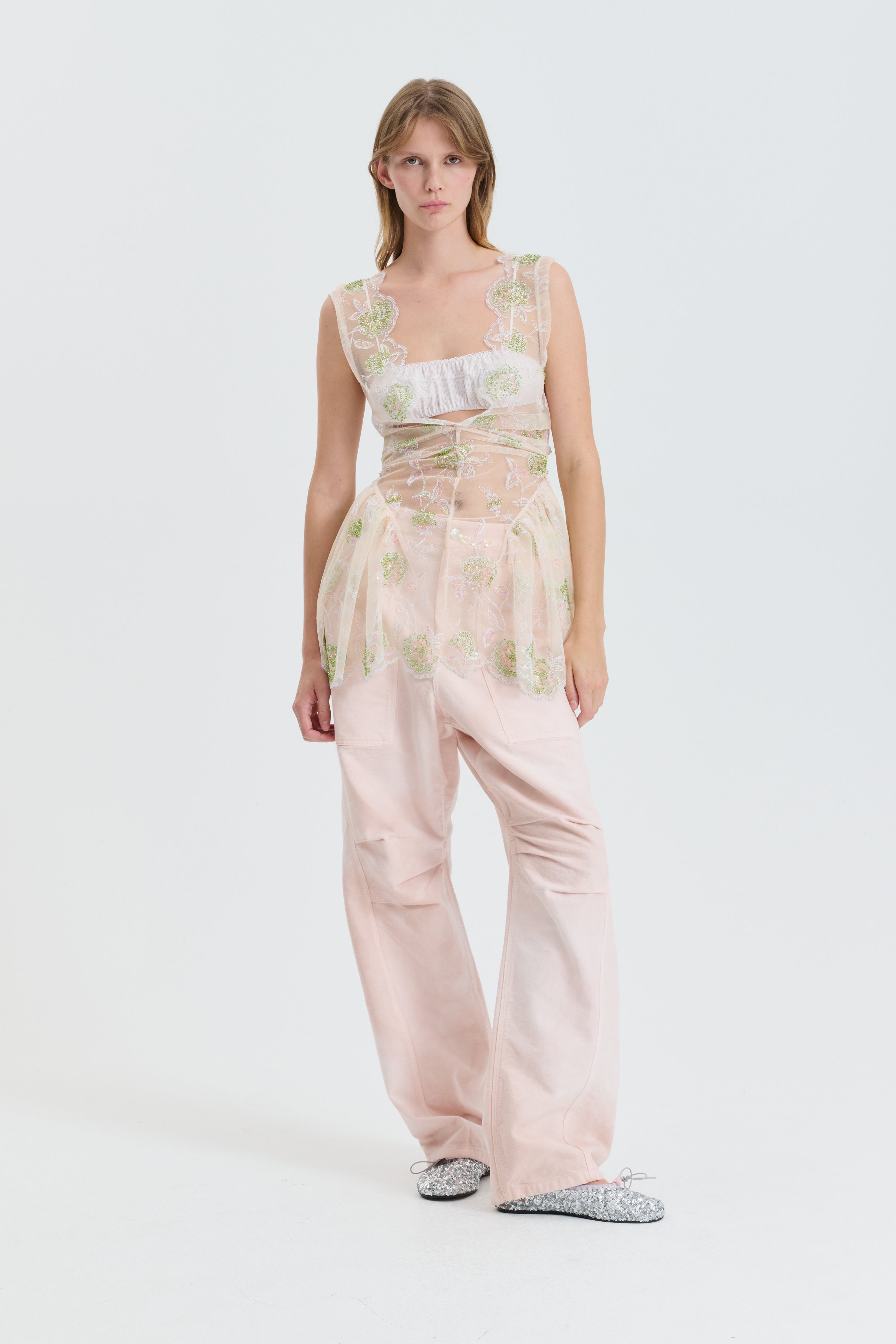 CBGASPER | OVERLAY TOP JUDI SEQUIN EMB ECRU MULTI