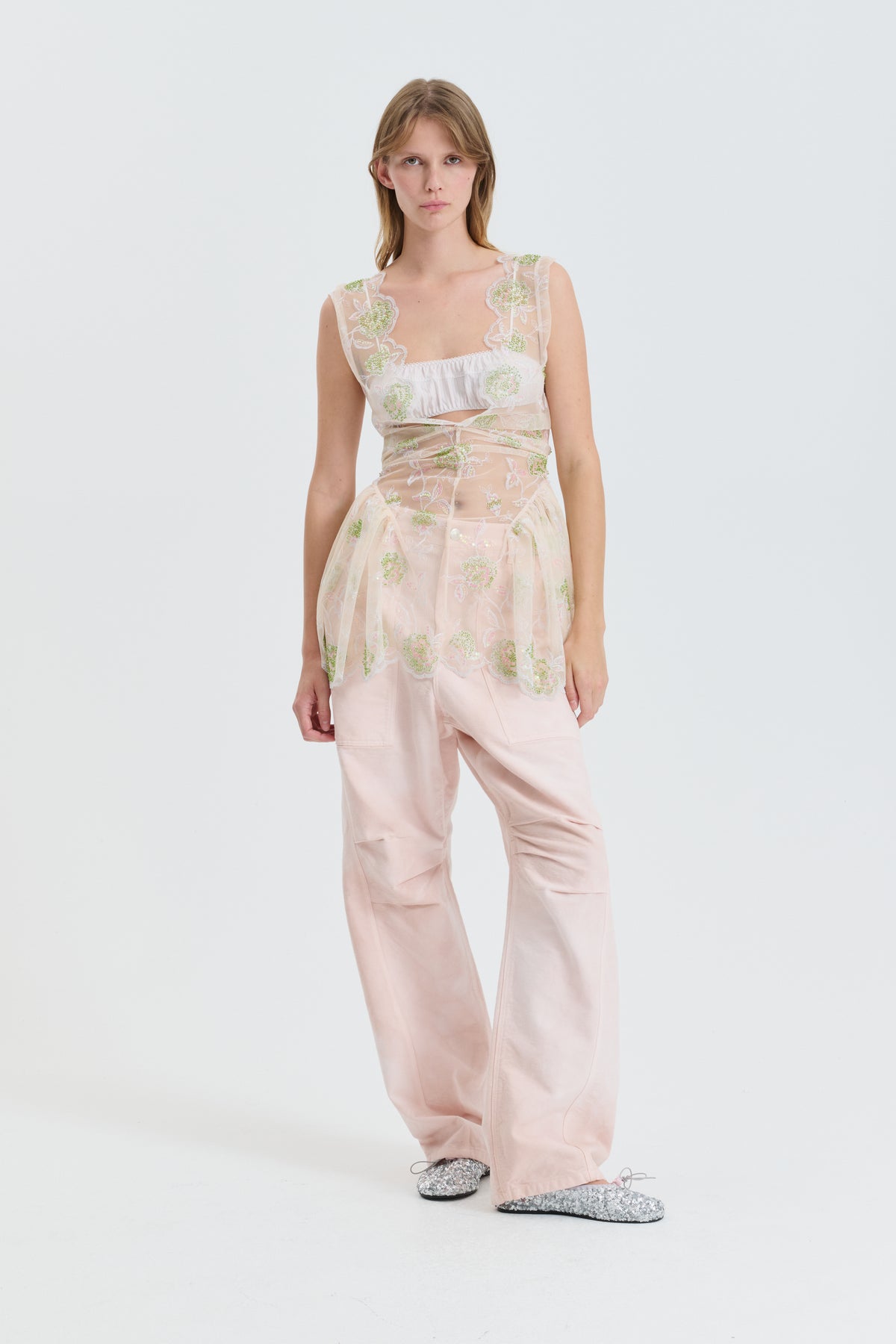 CBGASPER | OVERLAY TOP JUDI SEQUIN EMB ECRU MULTI