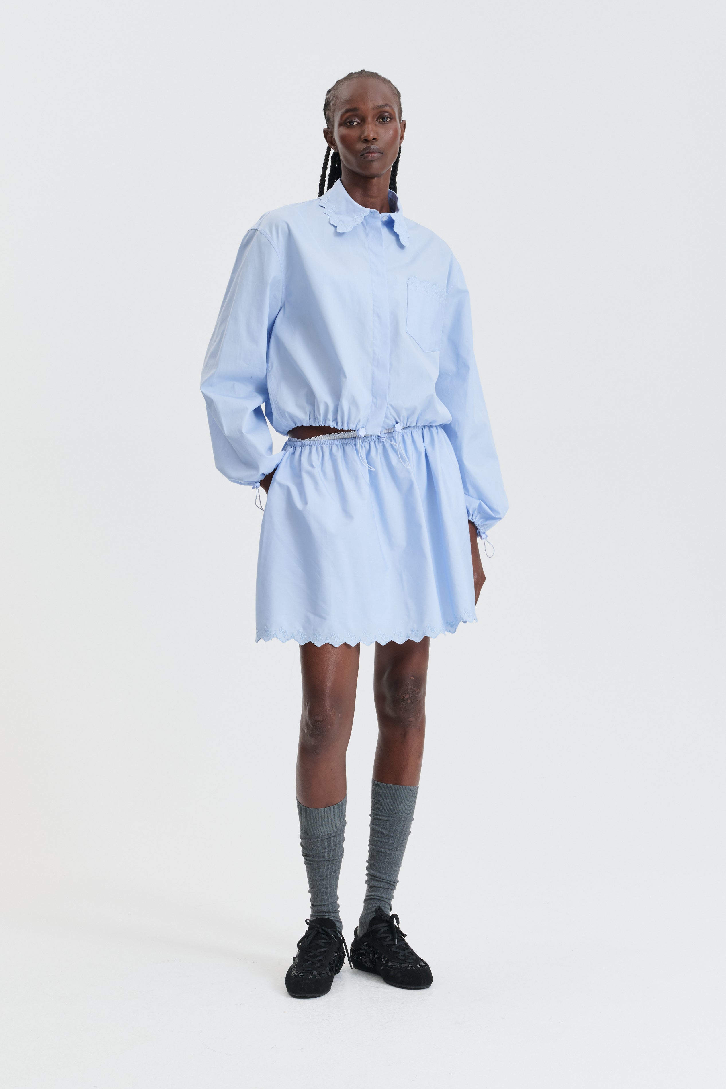 CBGEA | SHIRT EMBROIDERED COTTON LIGHT BLUE
