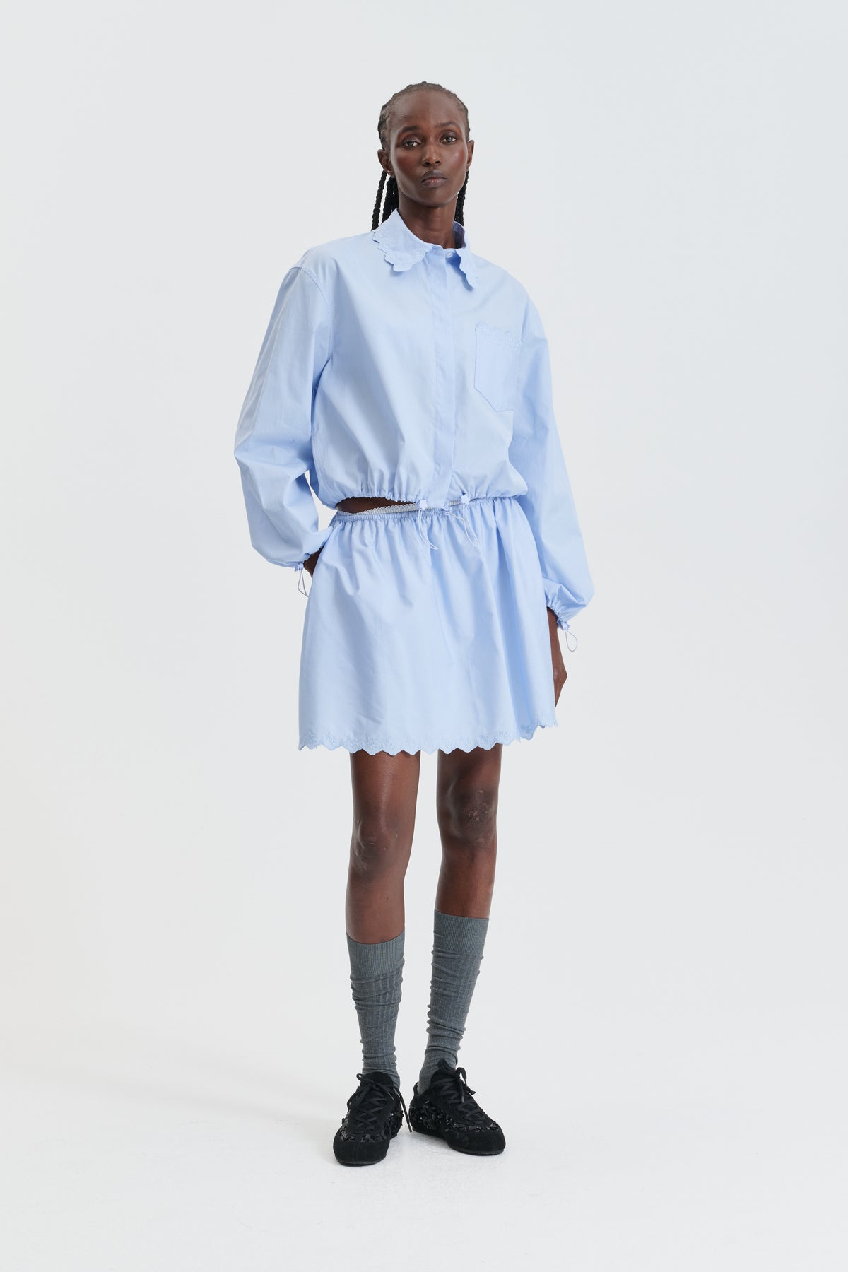 CBGEA | SHIRT EMBROIDERED COTTON LIGHT BLUE