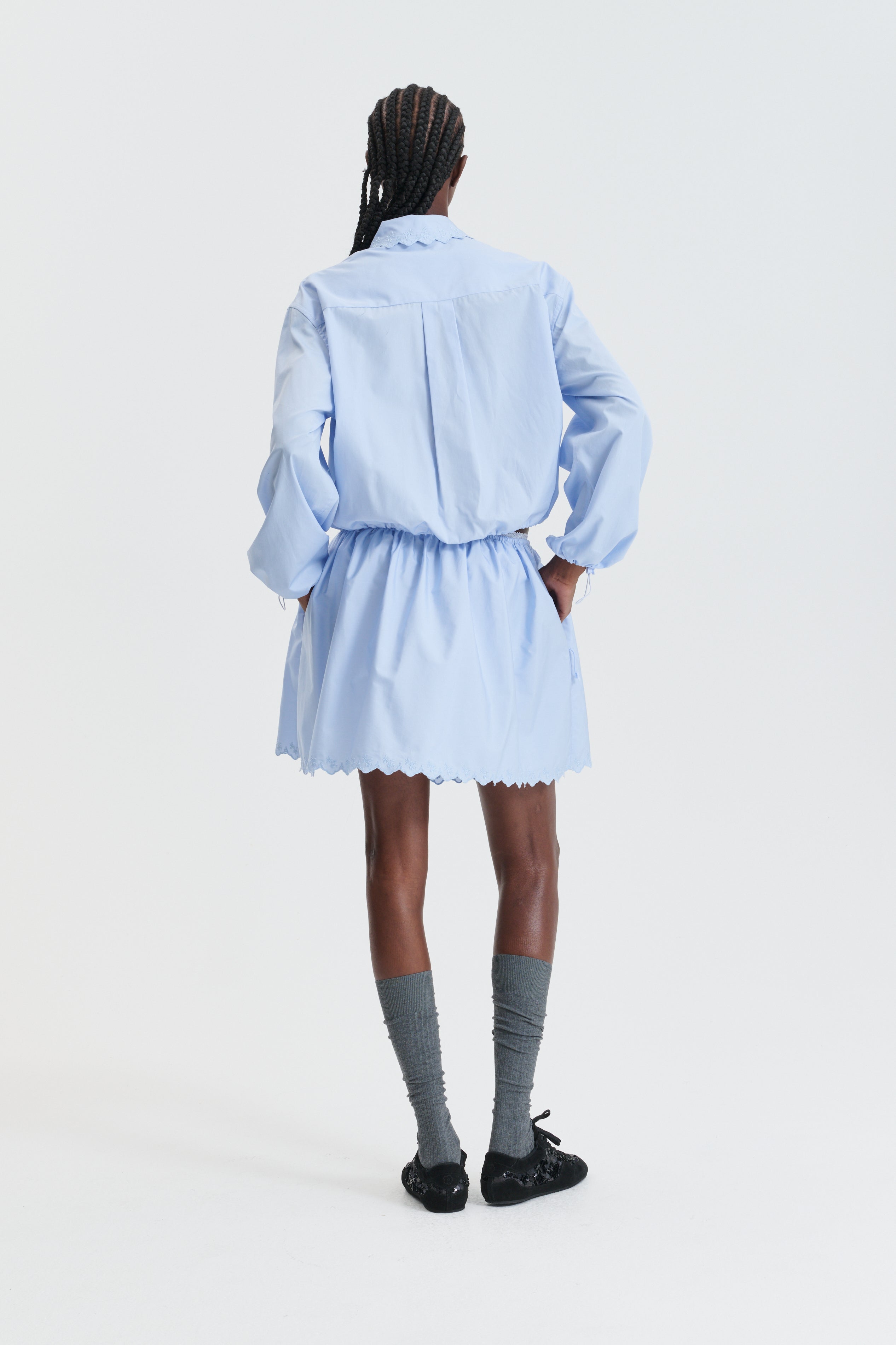 CBGALE | SKIRT EMBROIDERED COTTON LIGHT BLUE