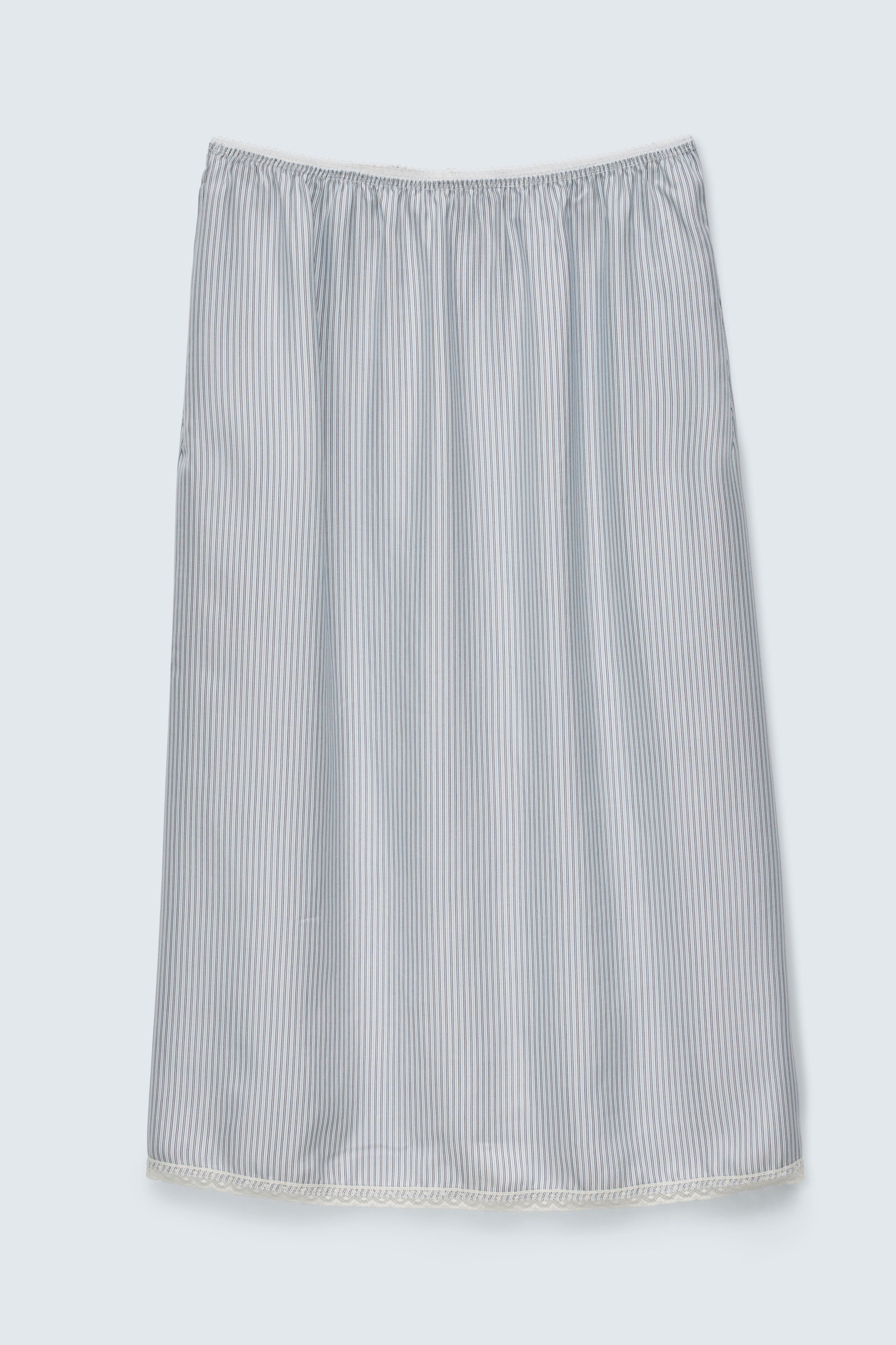 CBBRIA | SKIRT STRIPED SILK TWILL LIGHT BLUE