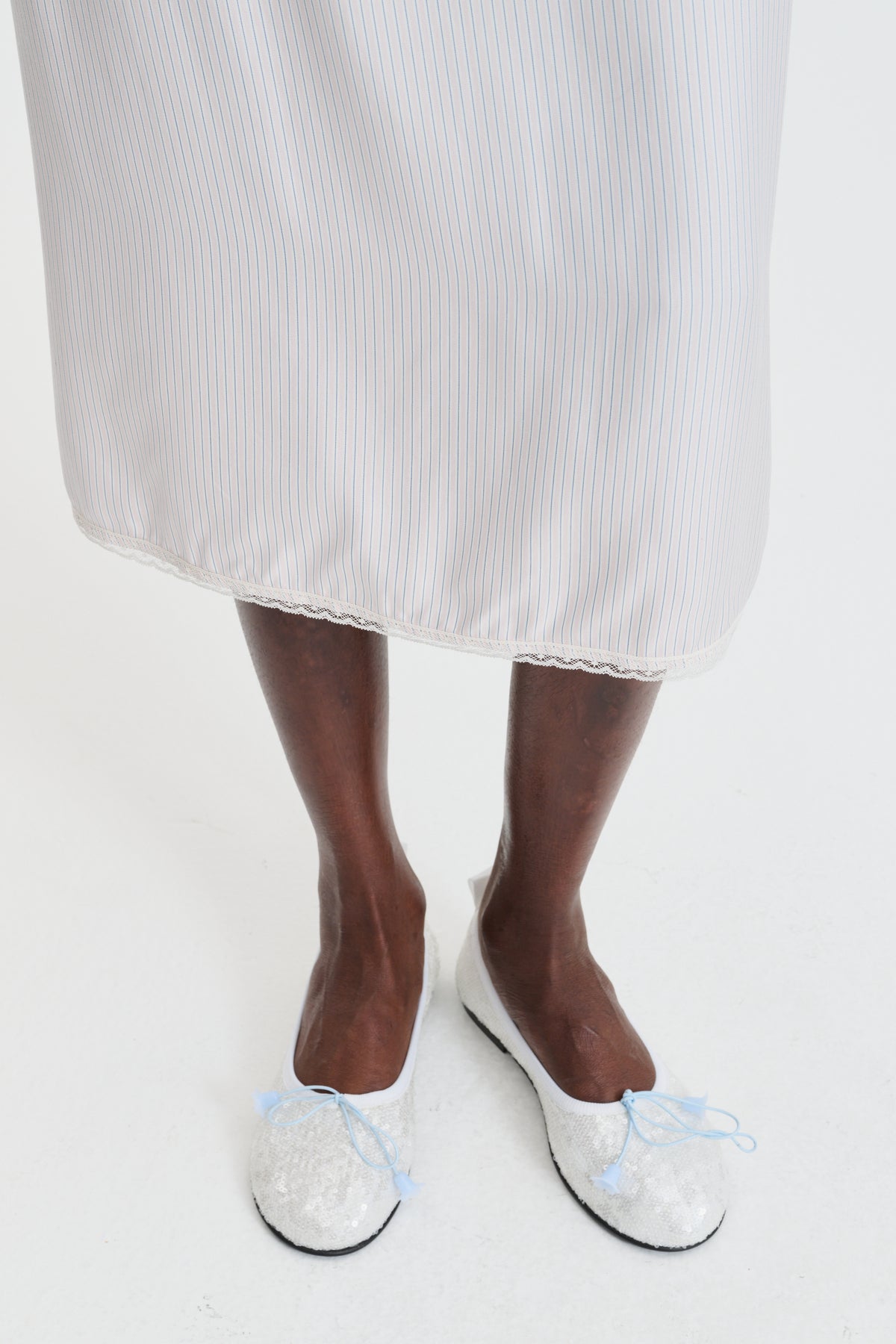 CBBRIA | SKIRT STRIPED SILK TWILL LIGHT PINK