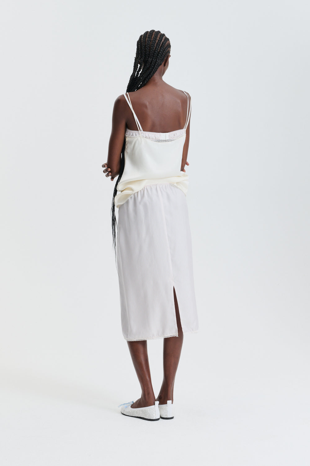 CBBRIA | SKIRT STRIPED SILK TWILL LIGHT PINK