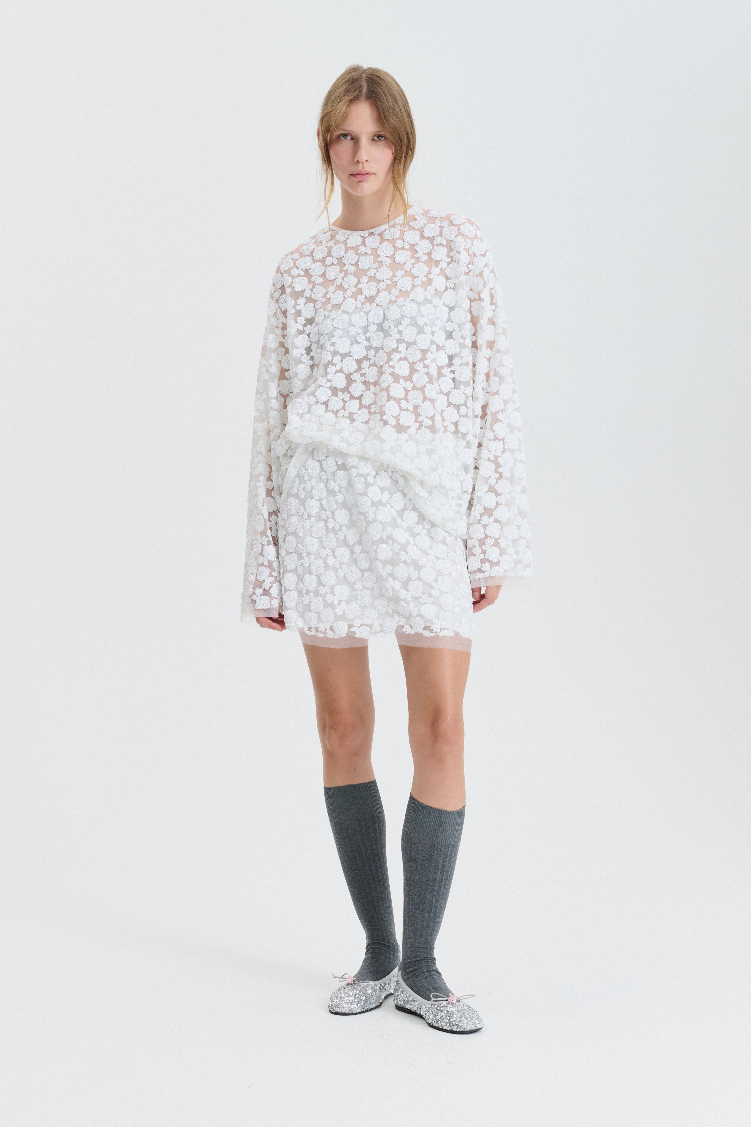 CBGERANI | SKIRT LETITIA SEQUINS WHITE