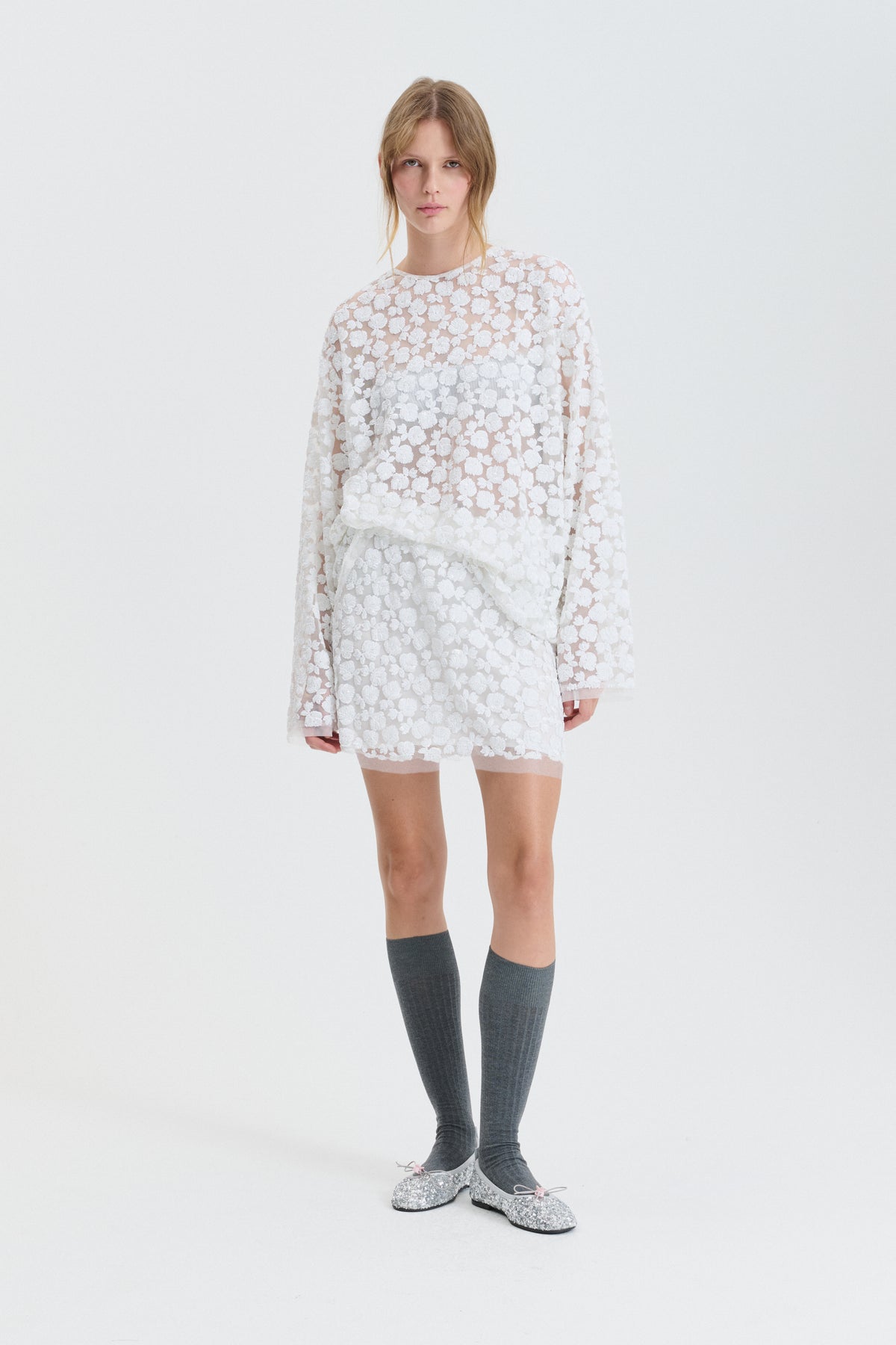 CBGERANI | SKIRT LETITIA SEQUINS WHITE