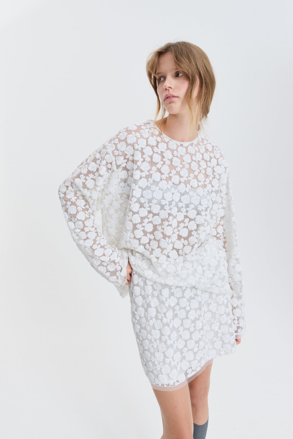 CBGERANI | SKIRT LETITIA SEQUINS WHITE
