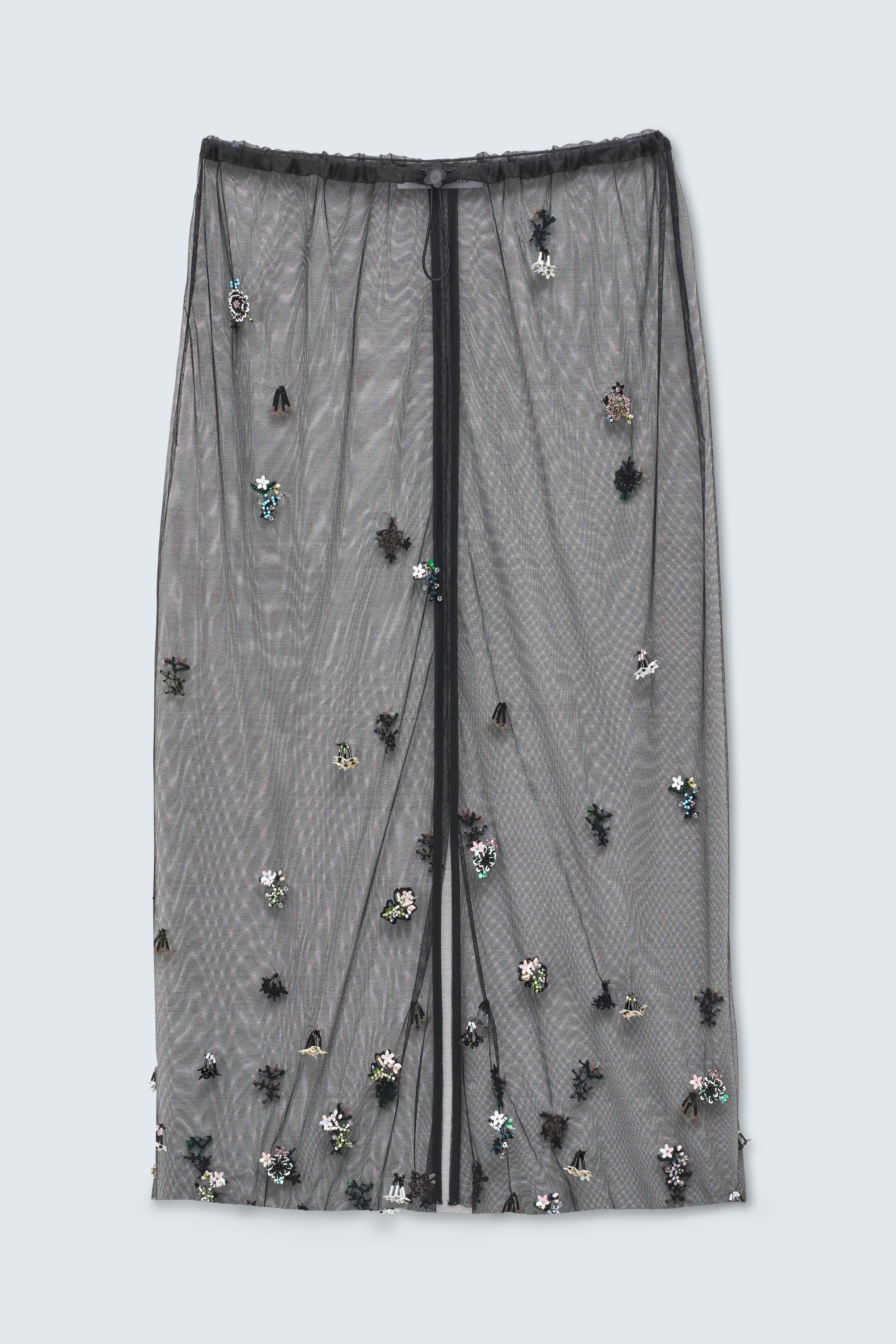 CBBRIA | SKIRT WILDFLOWER APPLIQUÈ BLACK MULTI