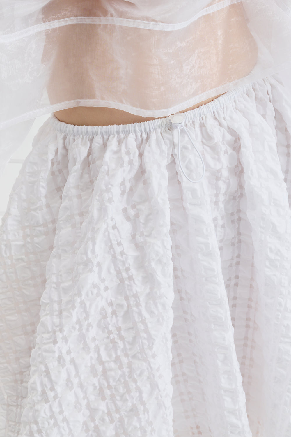 CBGALA | SKIRT CHECK SEERSUCKER WHITE