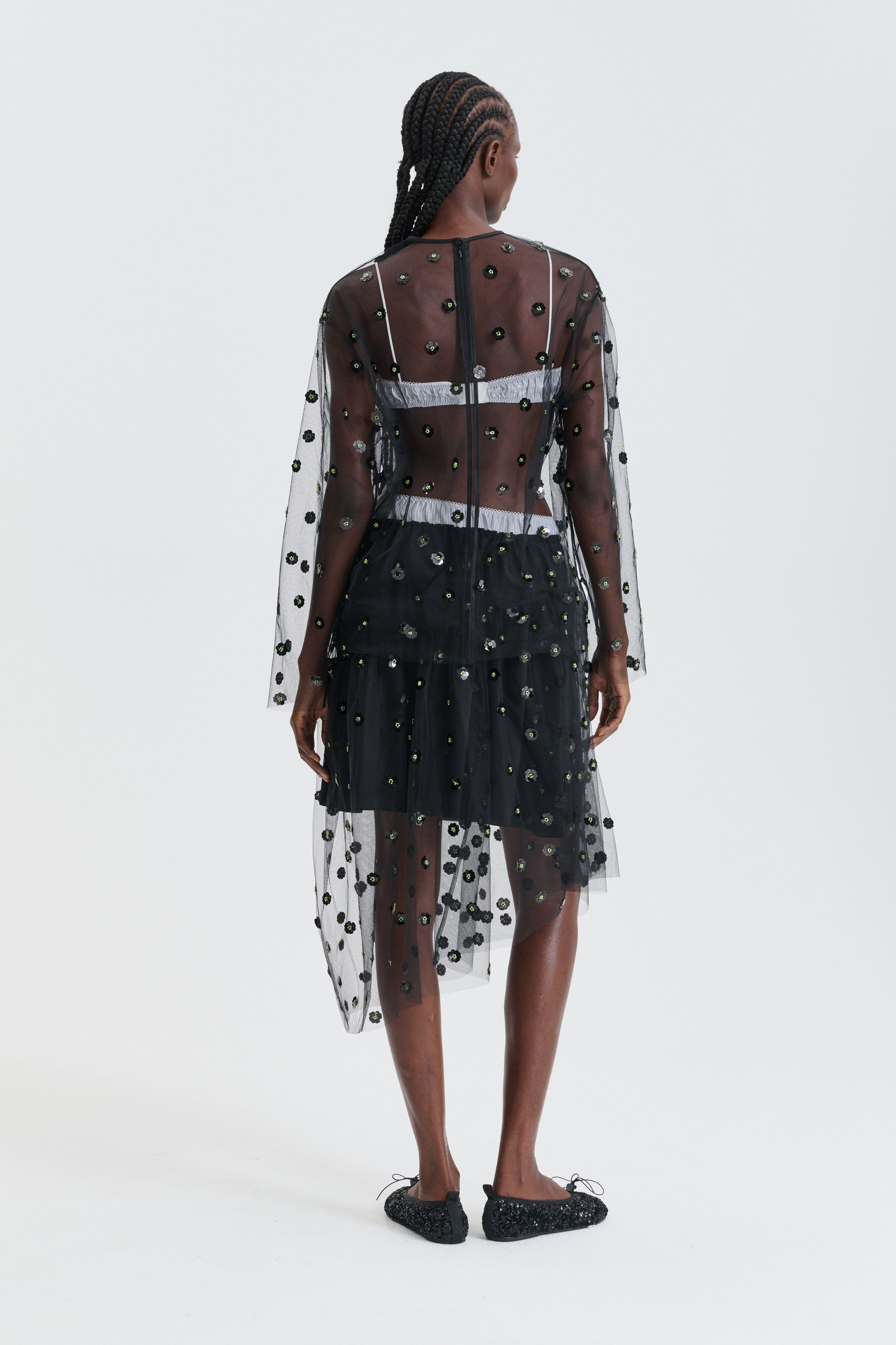 CBGWEN | SKIRT SEQUIN BLOSSOM TULLE BLACK