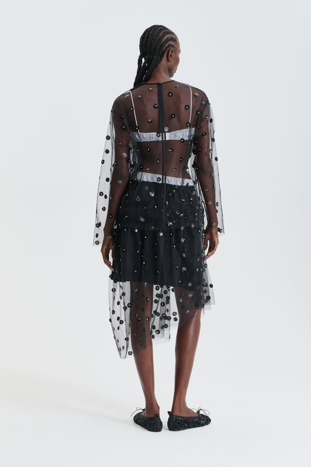 CBGWEN | SKIRT SEQUIN BLOSSOM TULLE BLACK