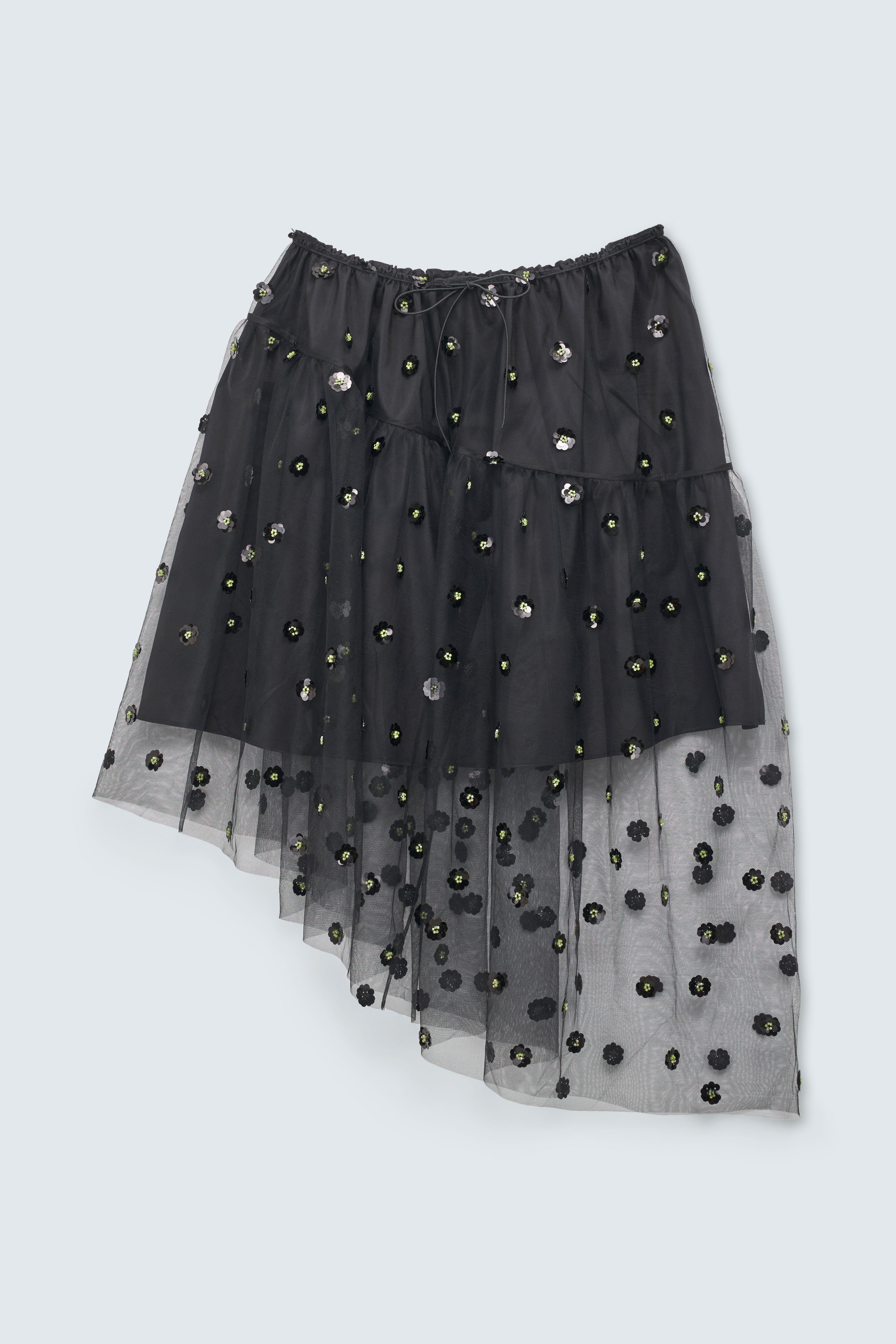 CBGWEN | SKIRT SEQUIN BLOSSOM TULLE BLACK