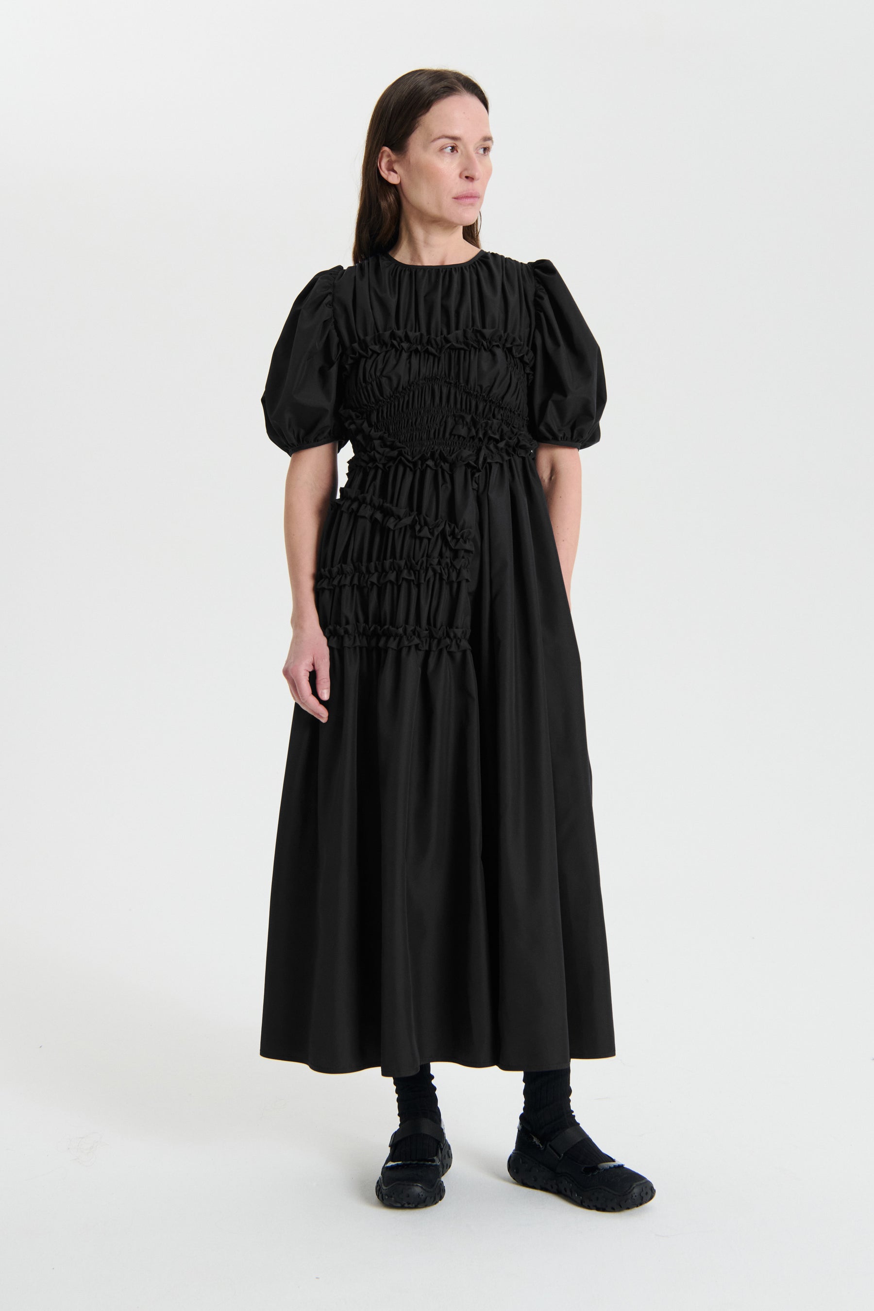 OMARA DRESS RECYCLED FAILLE BLACK