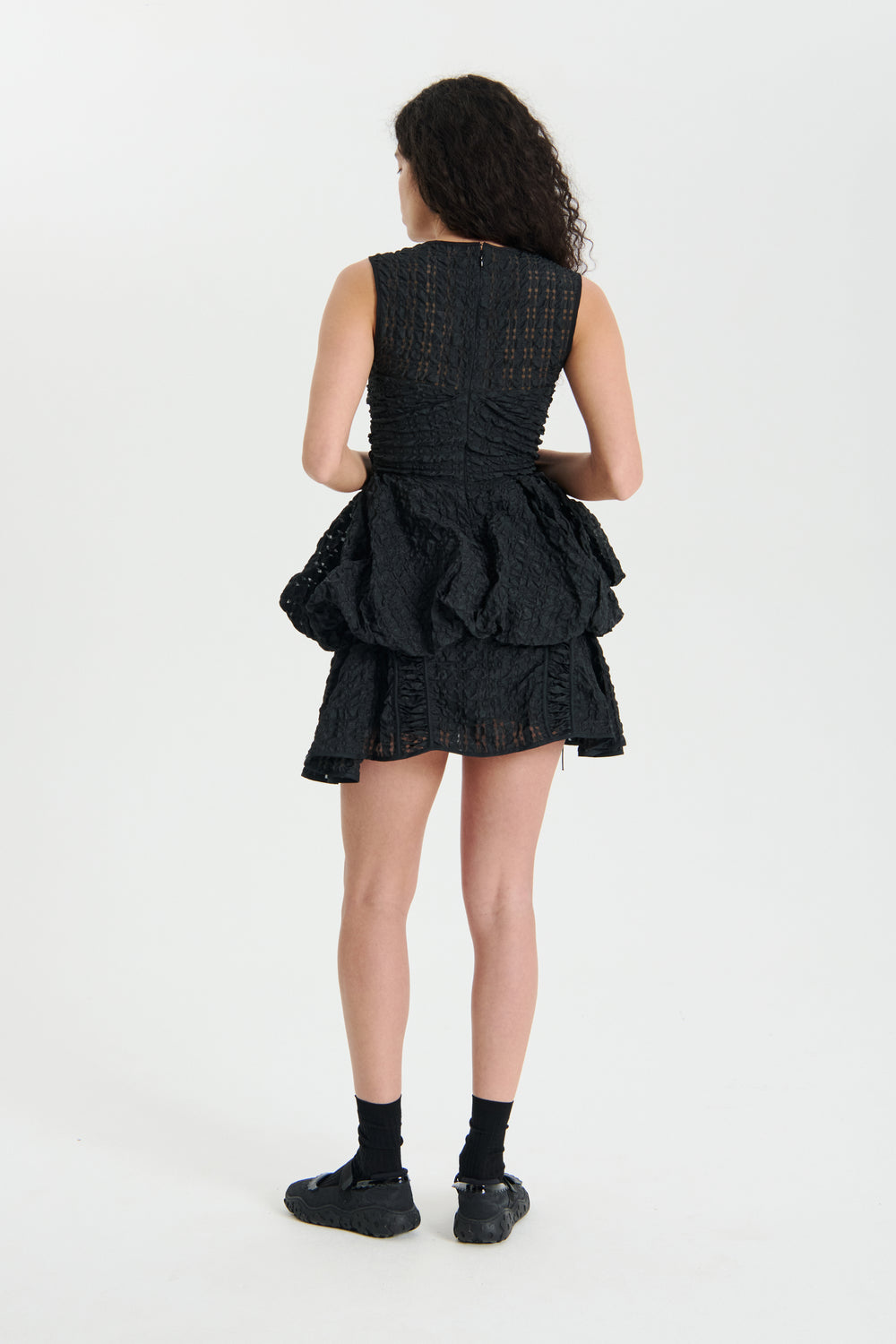GIANNA | TOP CHECK SEERSUCKER BLACK