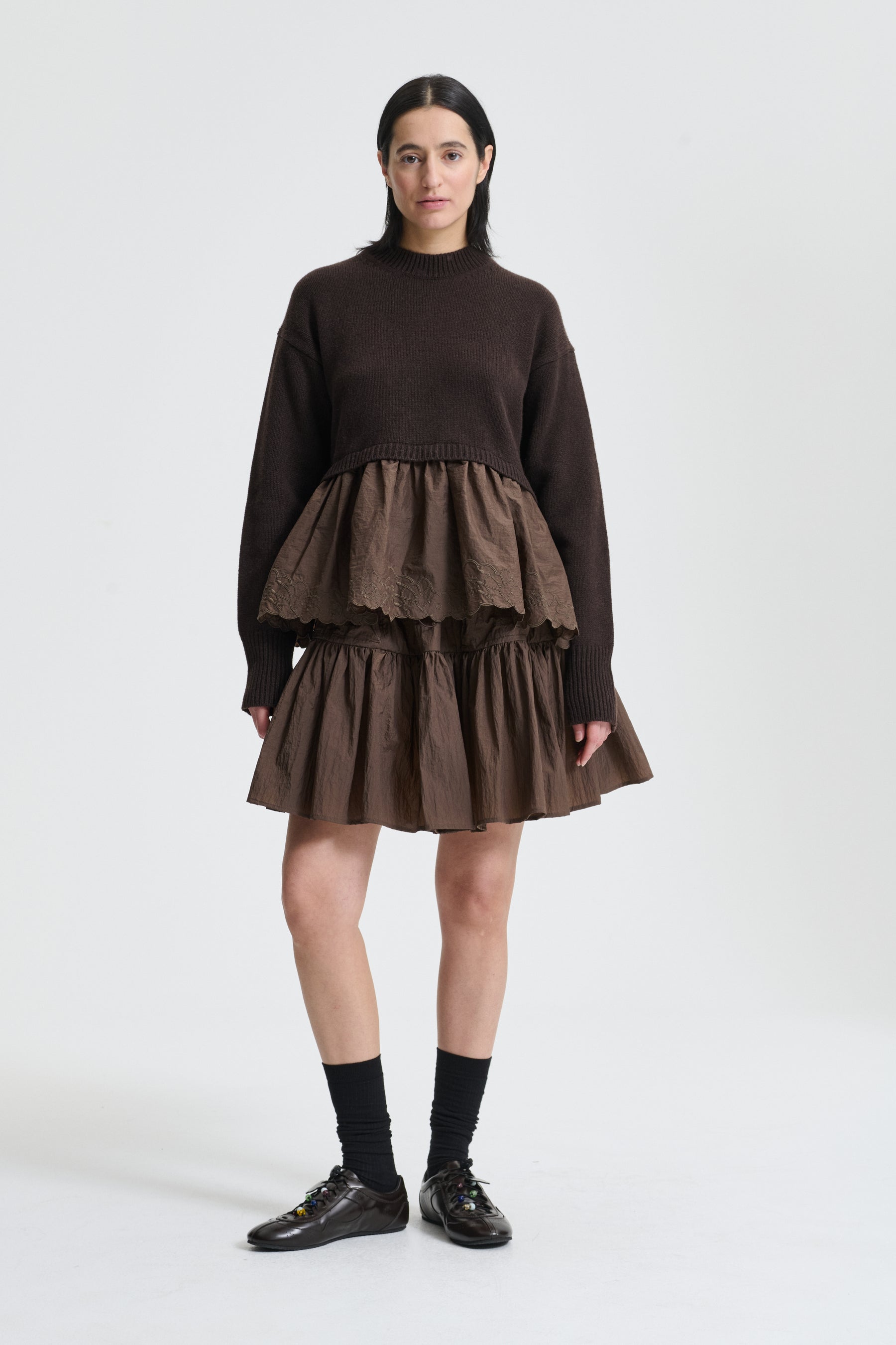 Cecilie Bahnsen Drawer 今期カシミアレースニット BERA | JUMPER RECYCLED CASHMERE BROWN