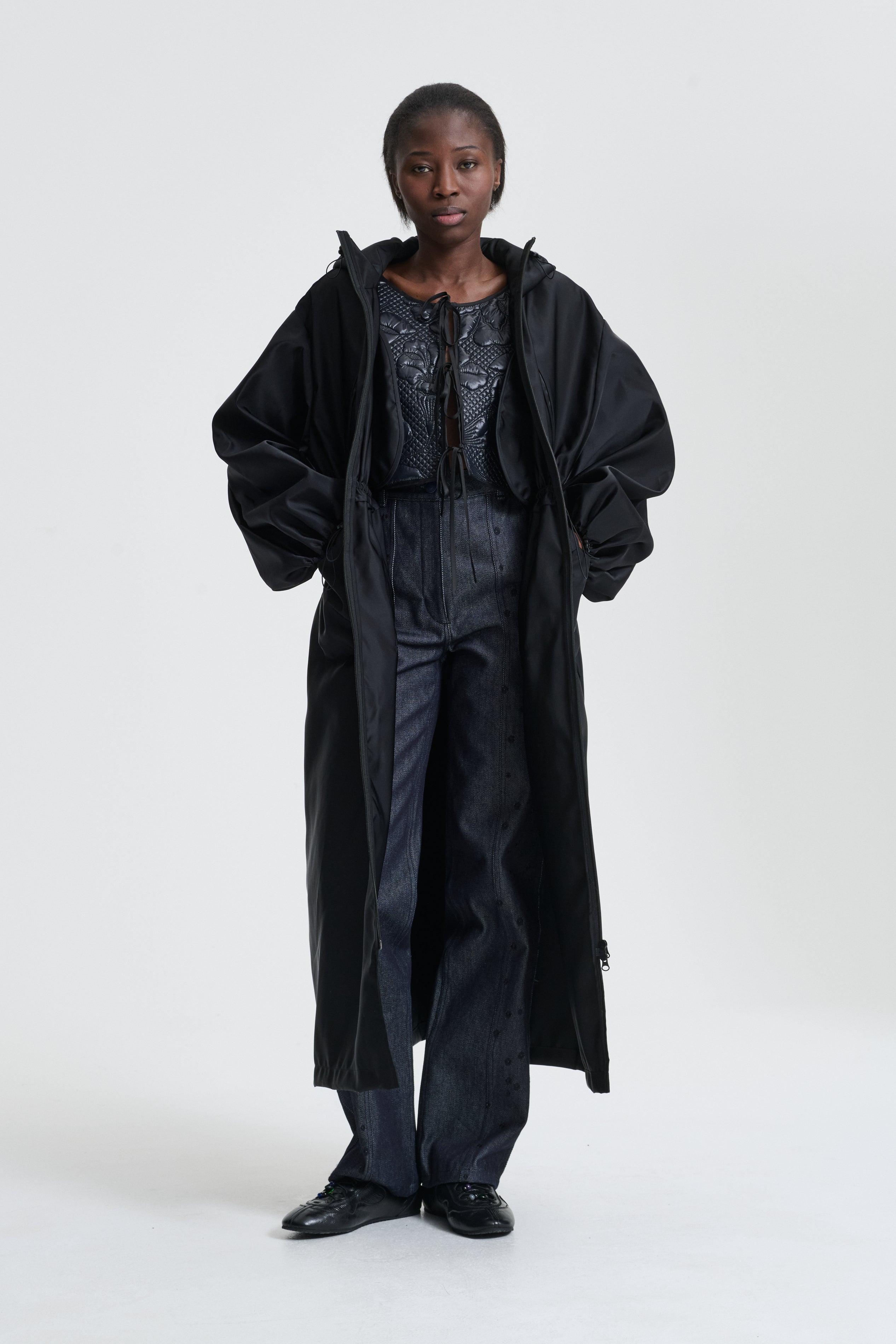 BOWIE | COAT TECHNICAL CANVAS BLACK