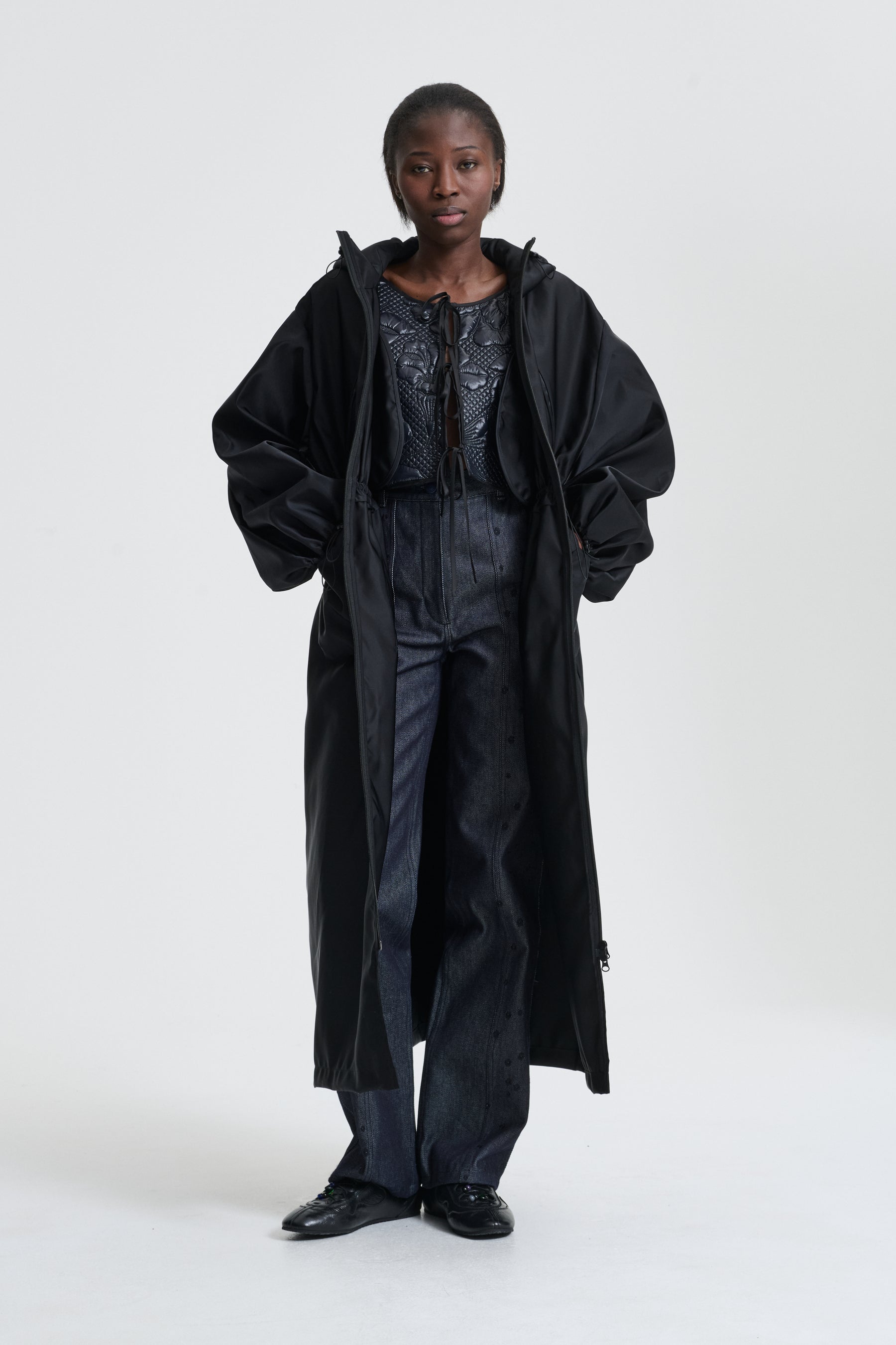 BOWIE | COAT TECHNICAL CANVAS BLACK