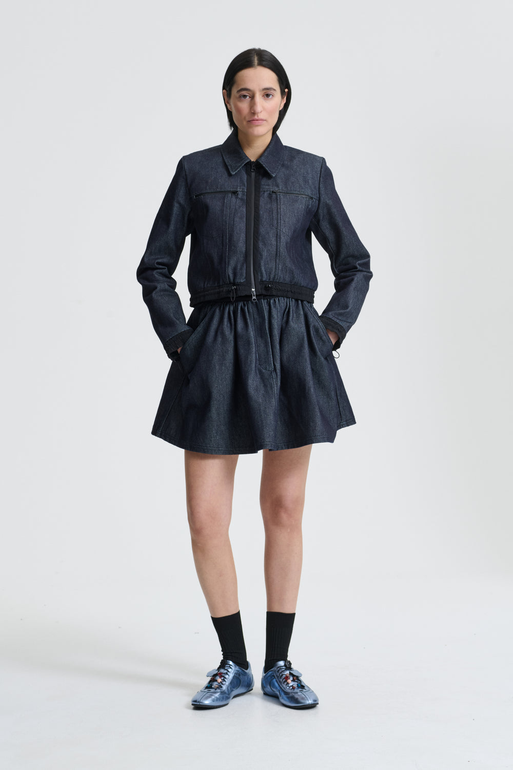 BOBBI | SKIRT DENIM INDIGO / BLACK