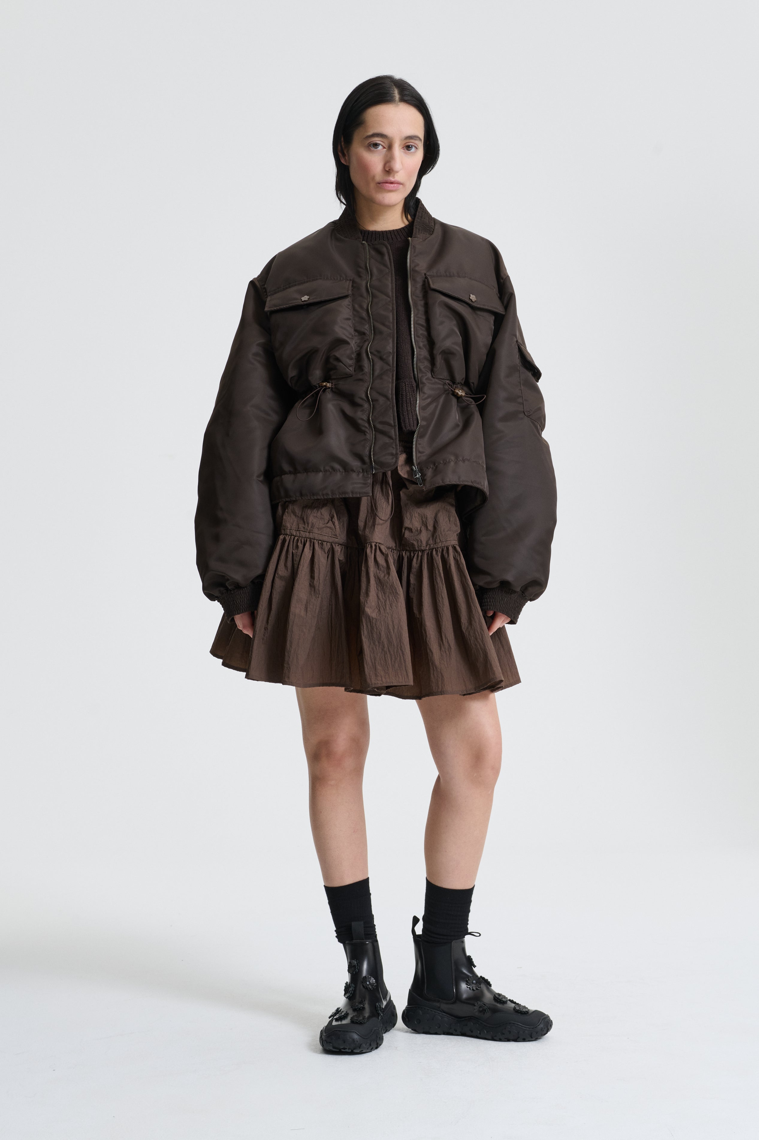 BIRDIE | BOMBER JACKET TECHNICAL NYLON BROWN
