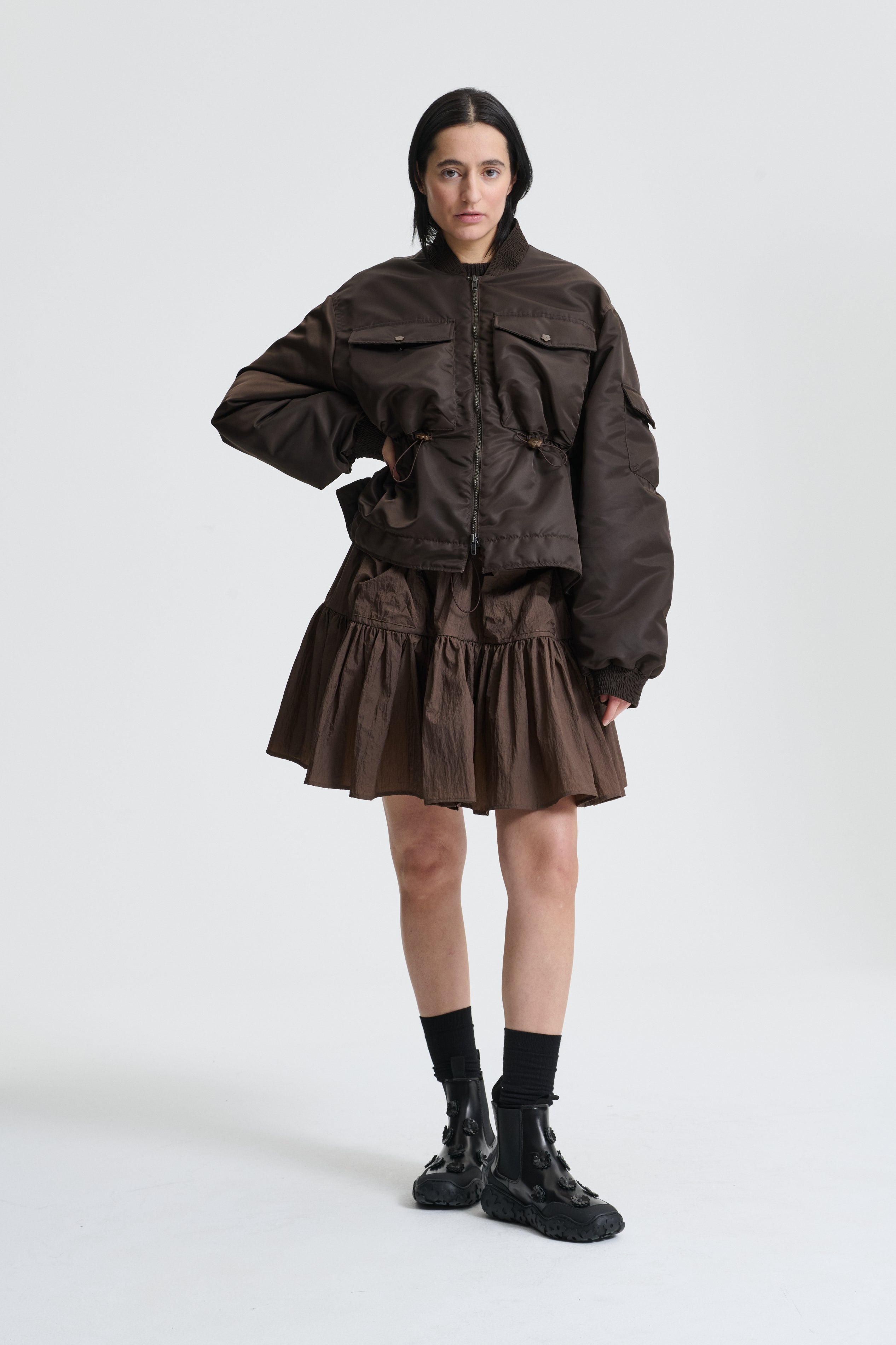 BIRDIE | BOMBER JACKET TECHNICAL NYLON BROWN
