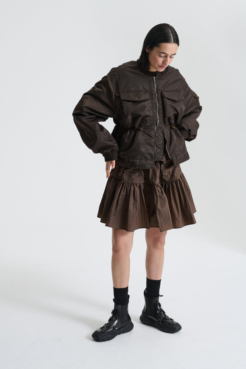 BIRDIE | BOMBER JACKET TECHNICAL NYLON BROWN