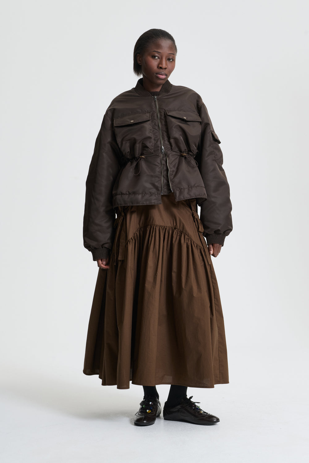 BIRDIE | BOMBER JACKET TECHNICAL NYLON BROWN