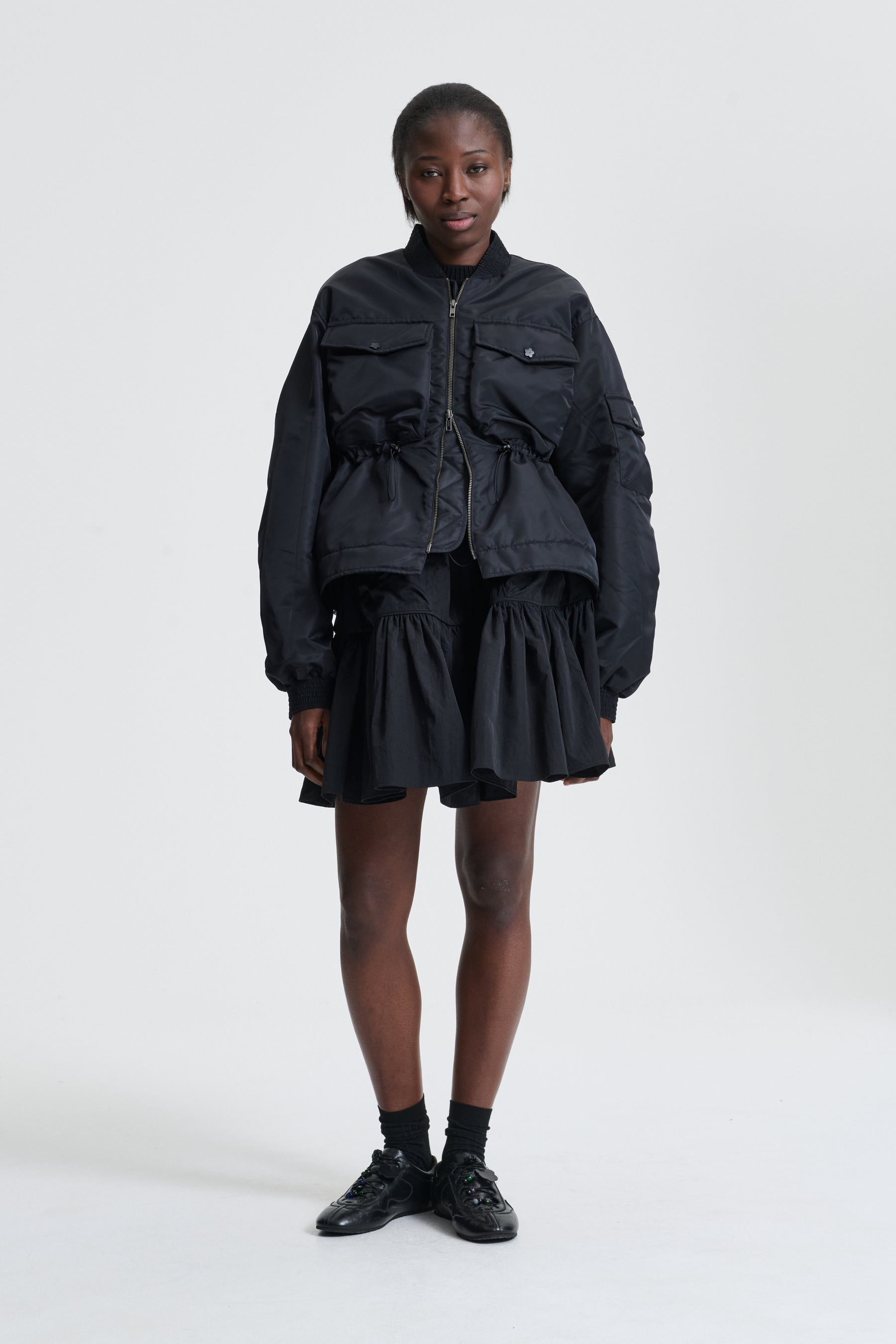 ジャケット Cecilie Bahnsen Jackets Black BIRDIE | BOMBER JACKET TECHNICAL NYLON BLACK
