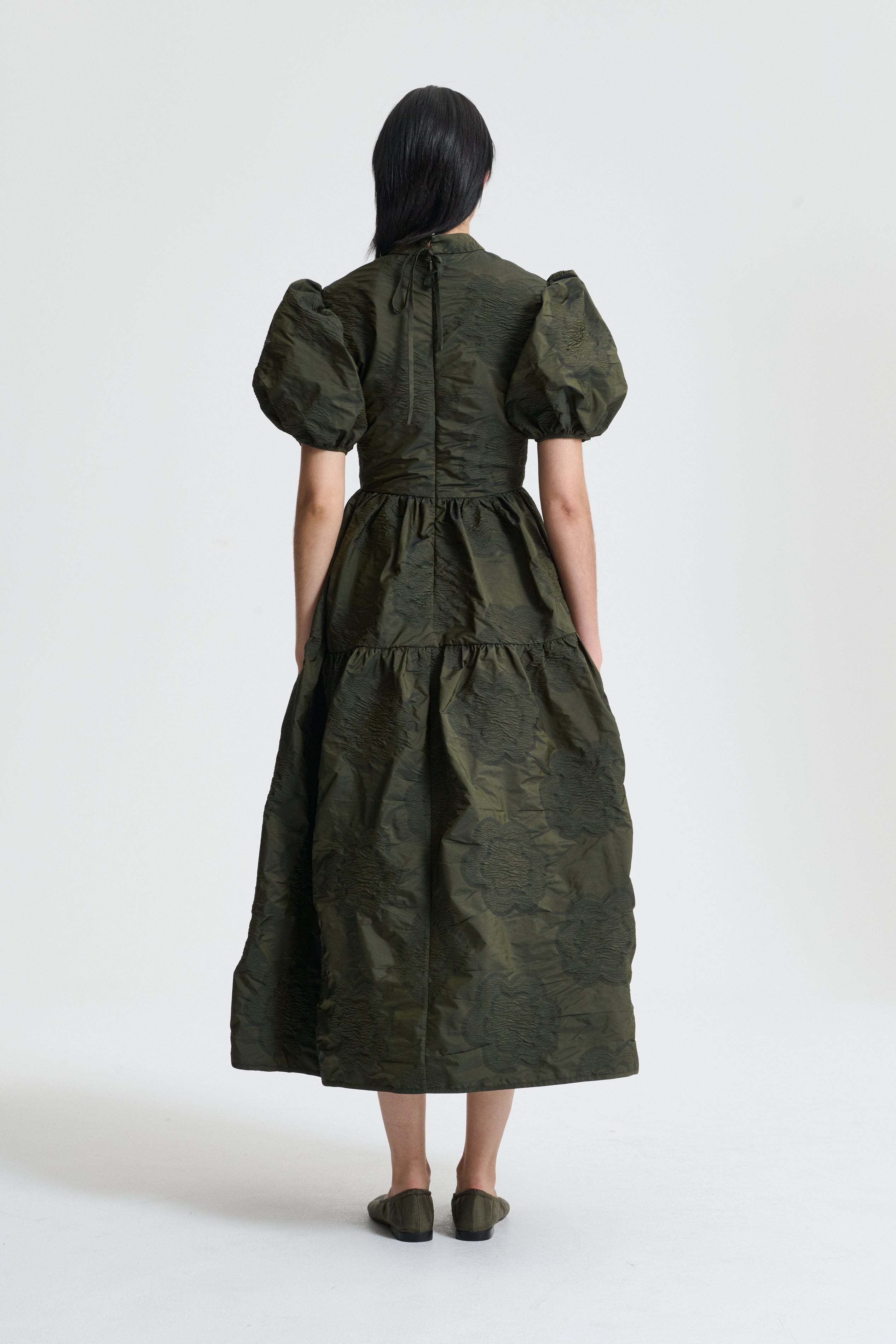 KELLY | DRESS BORUS JACQUARD OLIVE – Cecilie Bahnsen