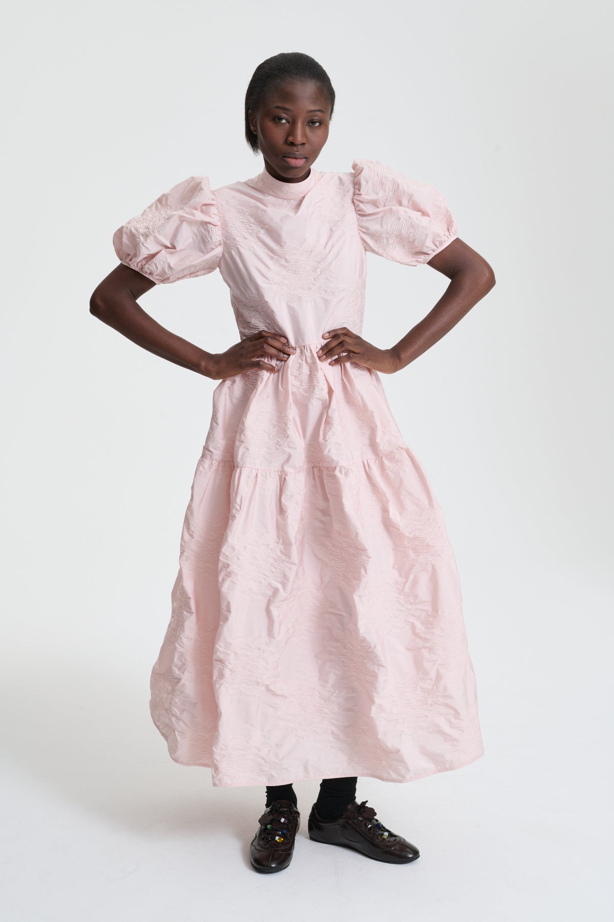 blush pink dress Cecilie Bahnsen Kelly Tiered Dress