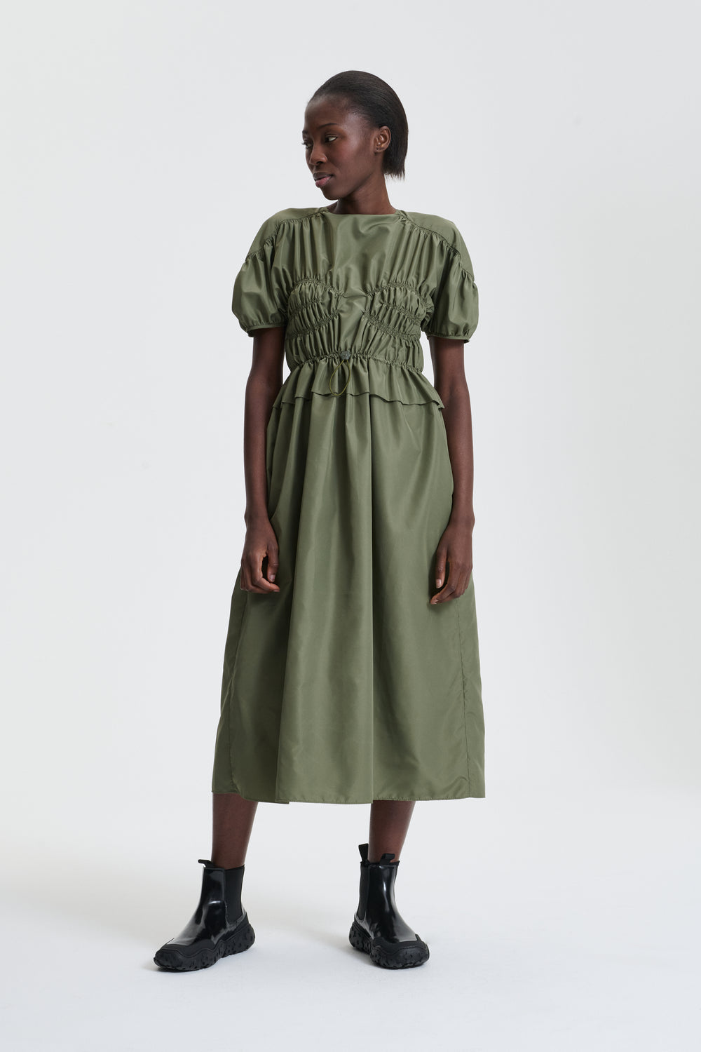 BETSY | DRESS RECYCLED FAILLE OLIVE